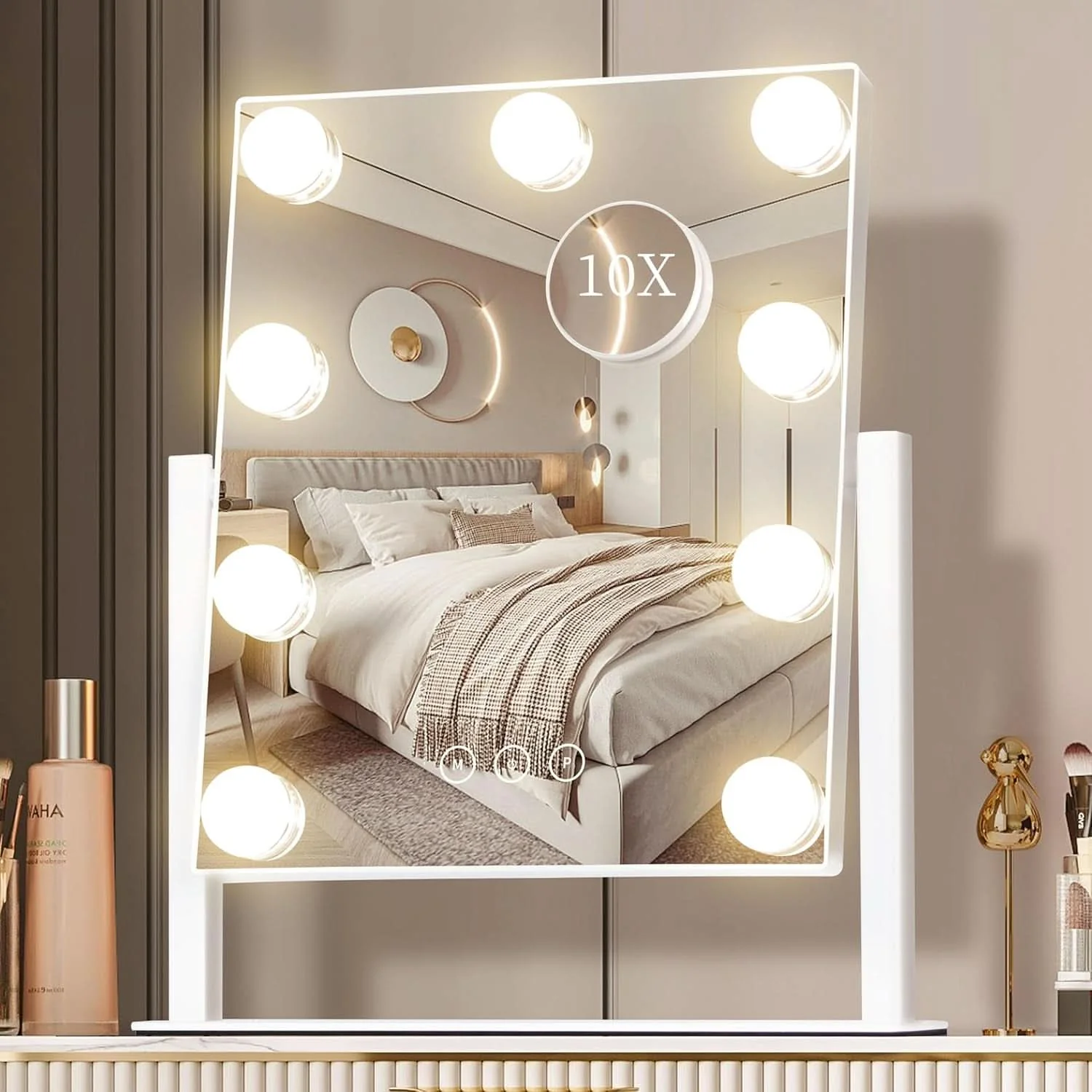 Carefully Designed Lighted Makeup Vanity Mirror With 3 Color Modes And 10X Magnification Durable
