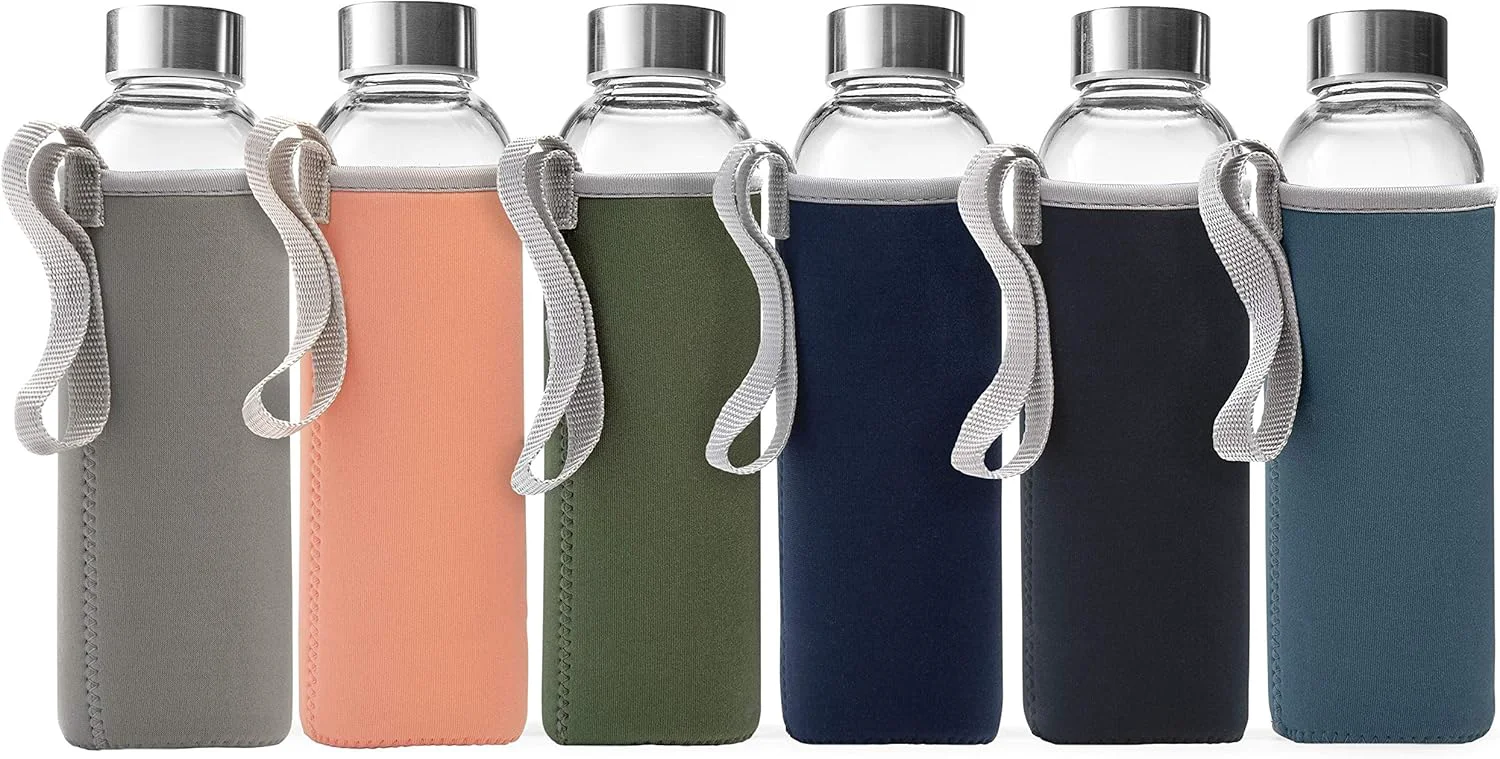 Pure Epica glass bottles with lids – 18oz glass water bottles reusable juice bottle with lids for storing juices Smooth