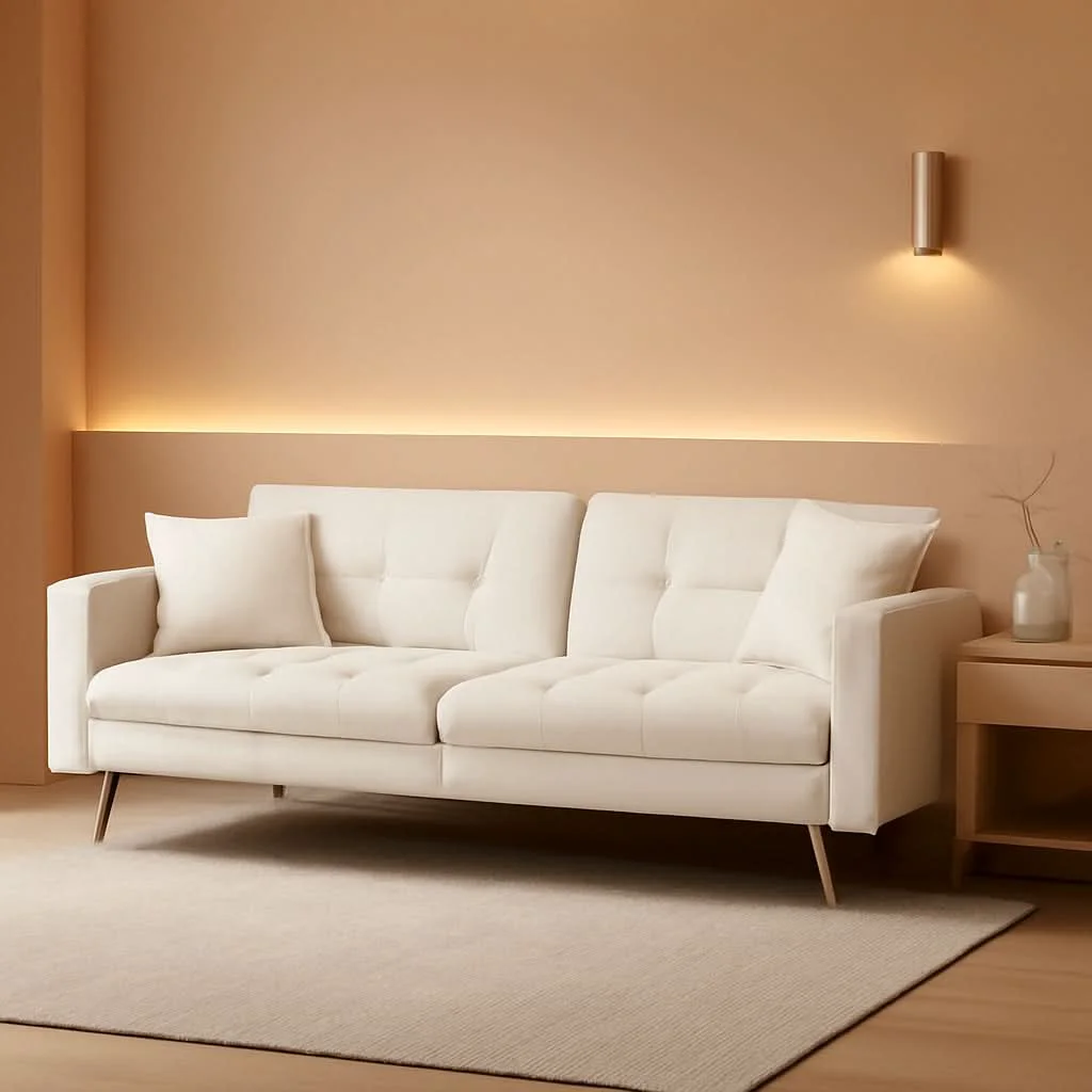 Smart Adjustable Loveseat Sofa Bed With Split Back And Metal Legs Solid