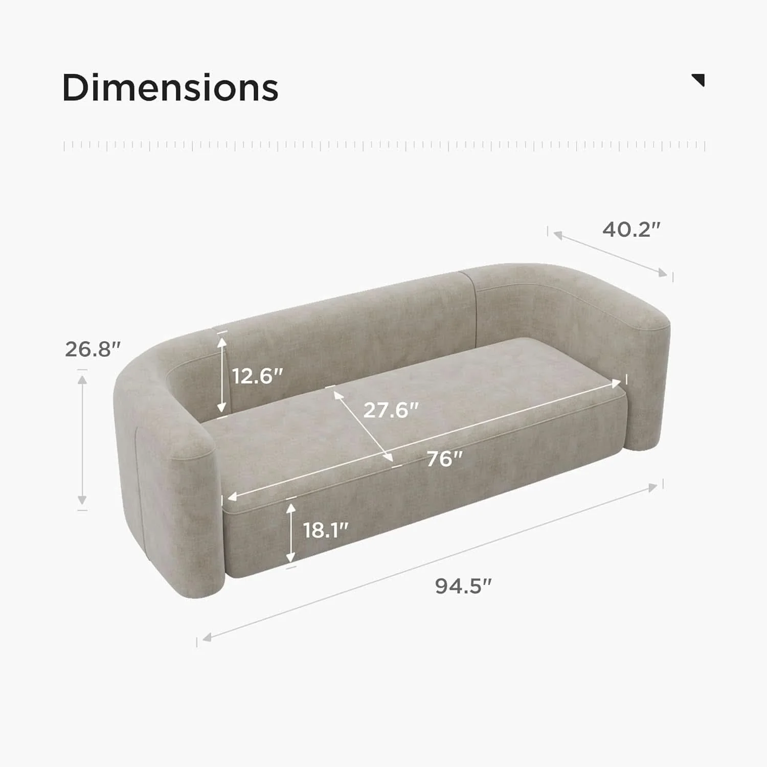 High-Performance Cream Velvet 3 Seater Modern Sofa With Curved Backrest High-Quality