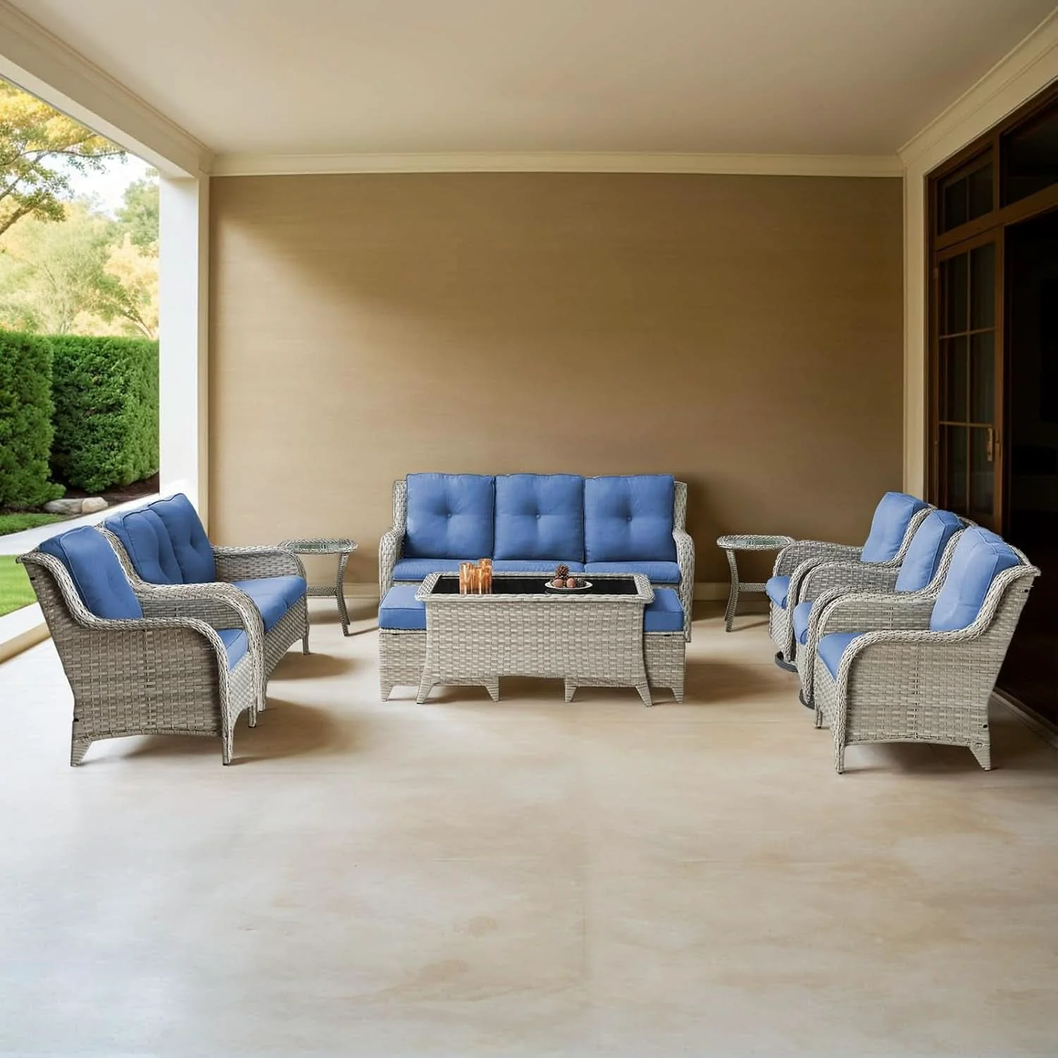Minimalist Cozy 11 Piece Outdoor Furniture Set with Swivel Chairs First-Class
