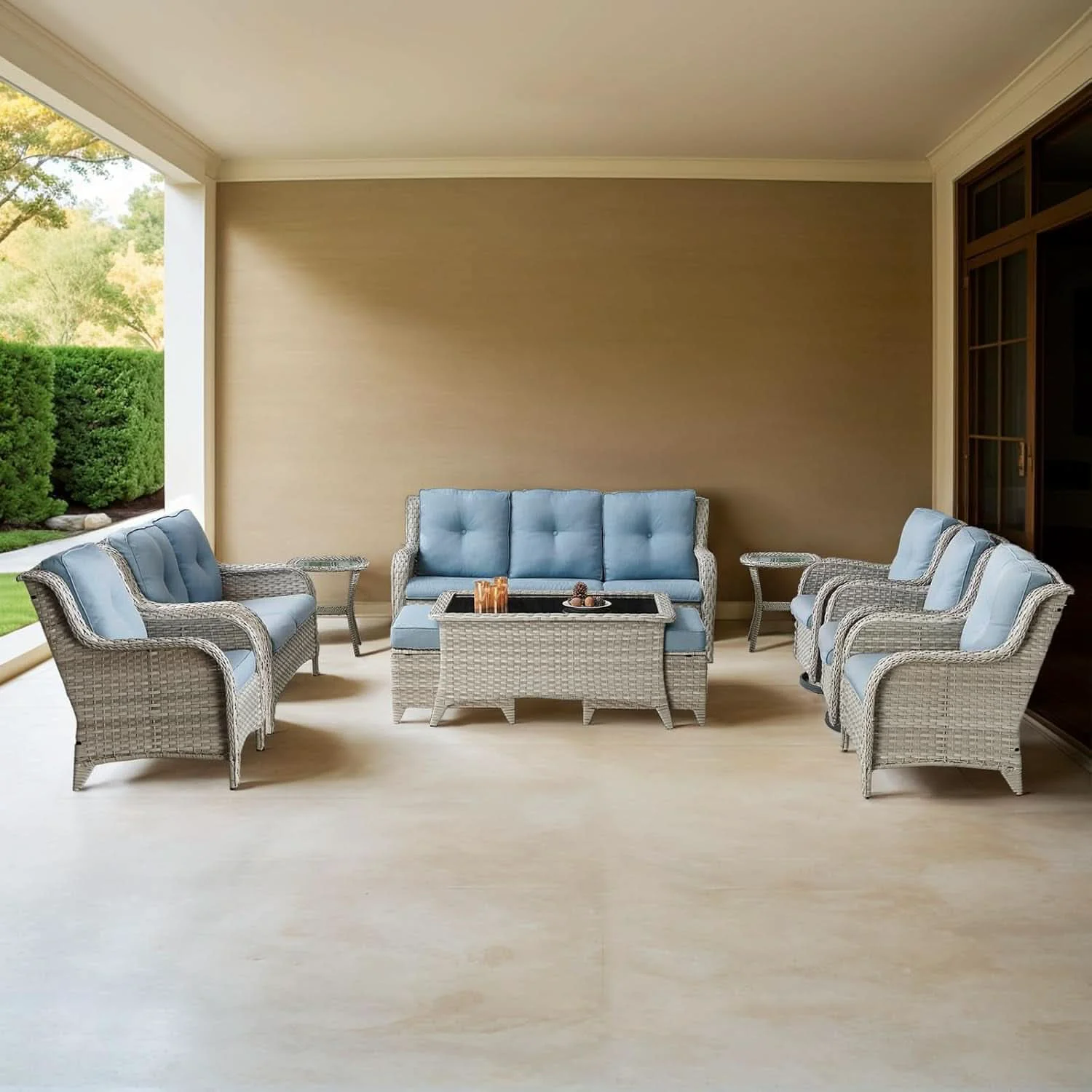 Superior Comfortable 11 Piece Outdoor Furniture Set with Swivel Rockers Advanced
