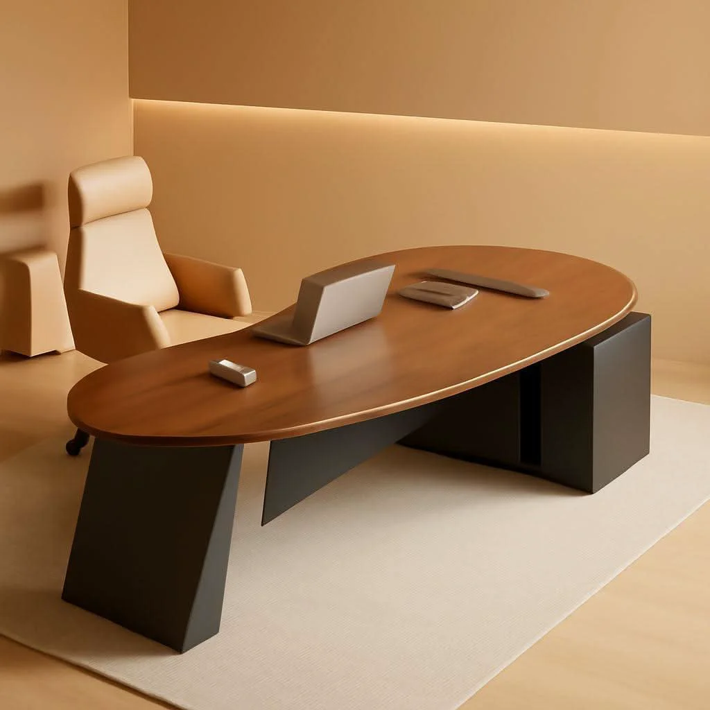 Modern Spacious L Shaped Executive Desk With Side Storage System Breathable