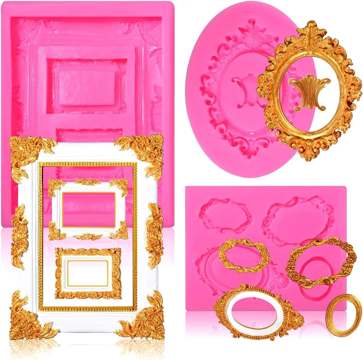 Sustainable Sakolla Photo Frame Silicone Mold – 3 Pack Picture Fondant Candy Chocolate Molds Cake Decorating Sugar Gum Paste Chocolate Cookies Resin Consistent