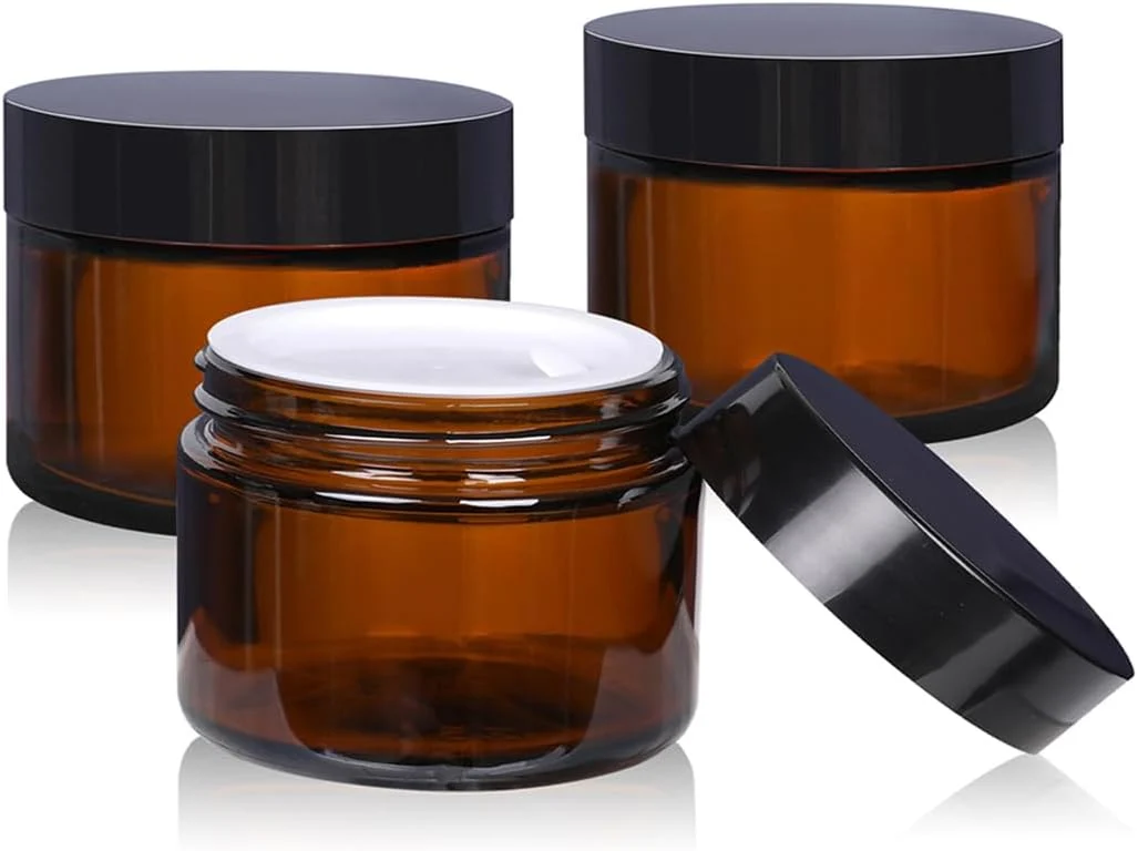 Safe 1 ozGlass Cosmetic Jars With Lids 3pcs Small Makeup Containers 1 OZ Amber Specialty