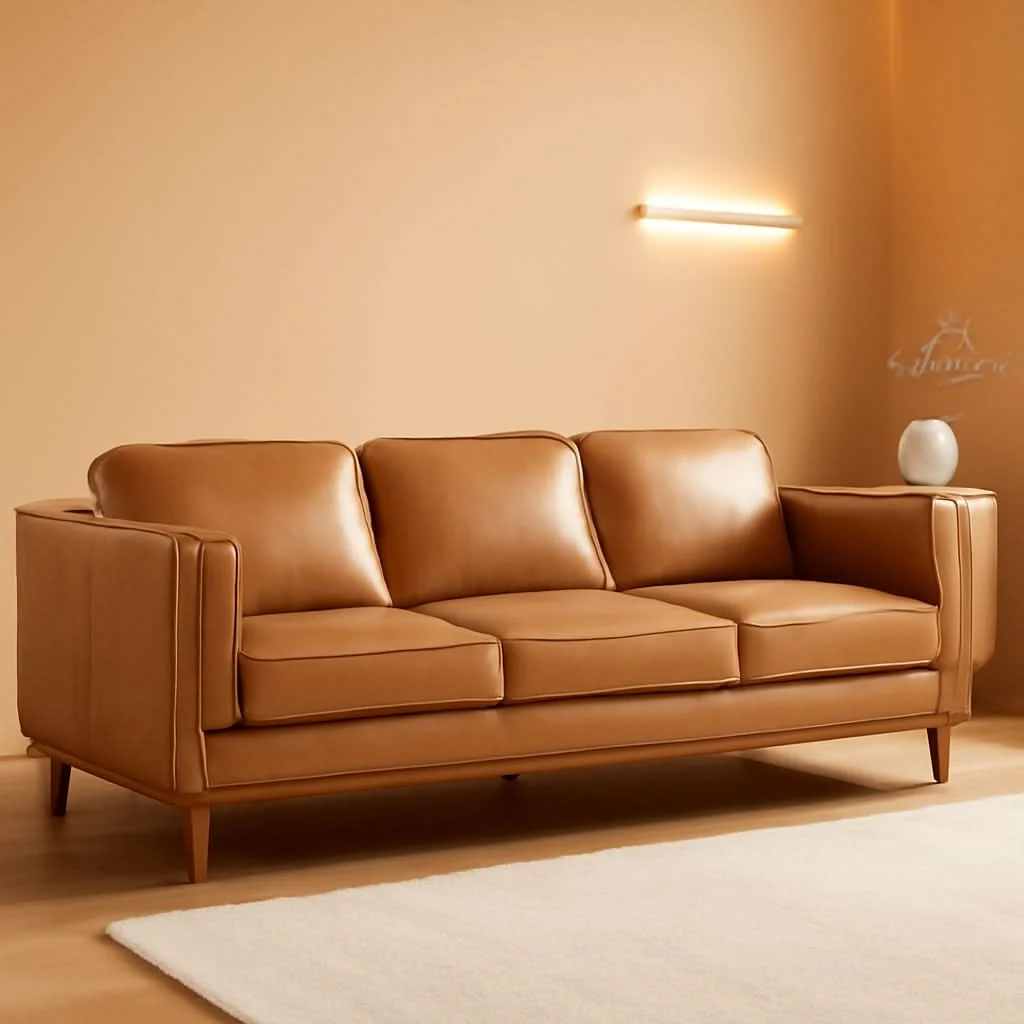 High-Grade Valencia Artisan 88 Inch Full Leather Sofa Cognac Tan Sophisticated