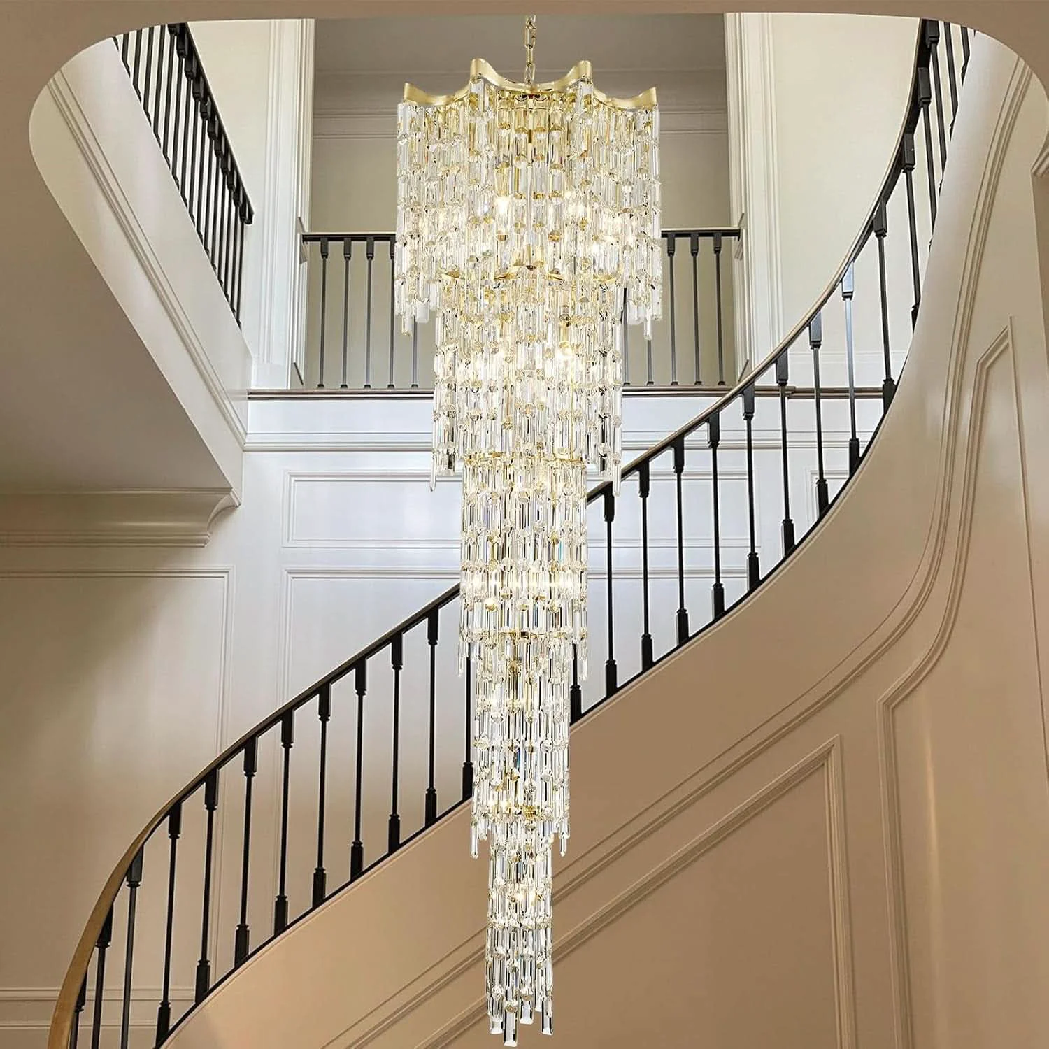 Safe Seventy Nine Inch Gold Crystal Chandelier With K9 Crystals High-Grade