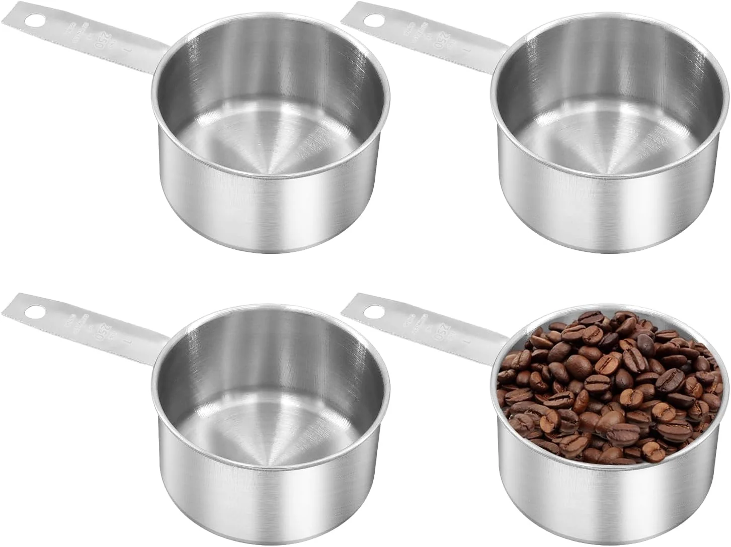 Breathable Stainless Steel Measuring Cup Metal Measuring Cup Small Measuring Scoops Coffee Scoop with Comfortable Hand for Kitchen Cooking Baking 4 1 Cup Responsible