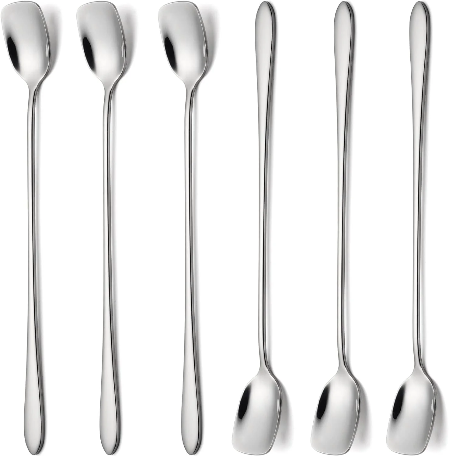 Solid Long Coffee Spoons Steel Set of 6 Stainless Coffee Stirrer Iced Cream Scoop Cocktail Mixing Spoons 6 Trendy