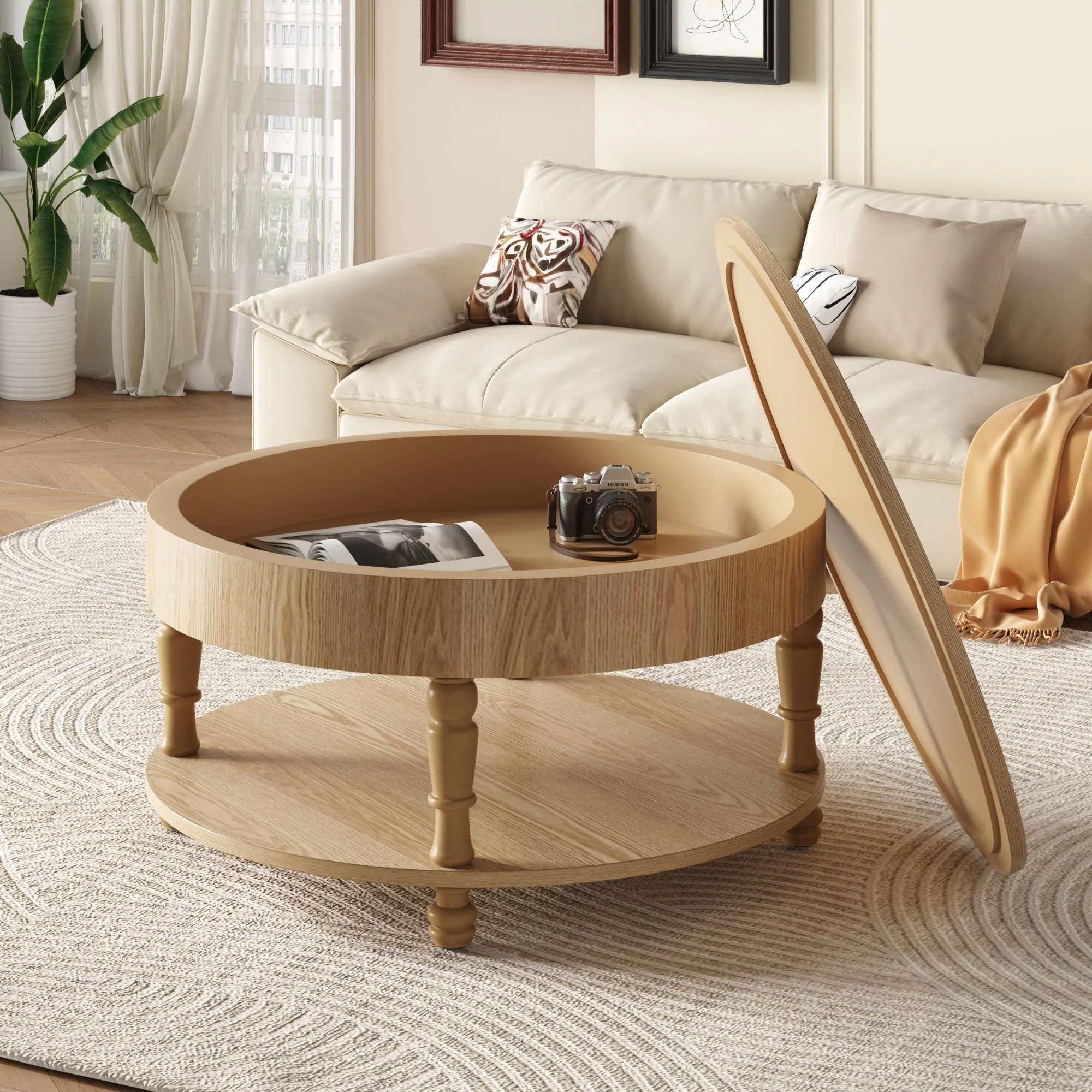 Eco-Friendly Coffee Table with Dual Storage for Living Room World-Class