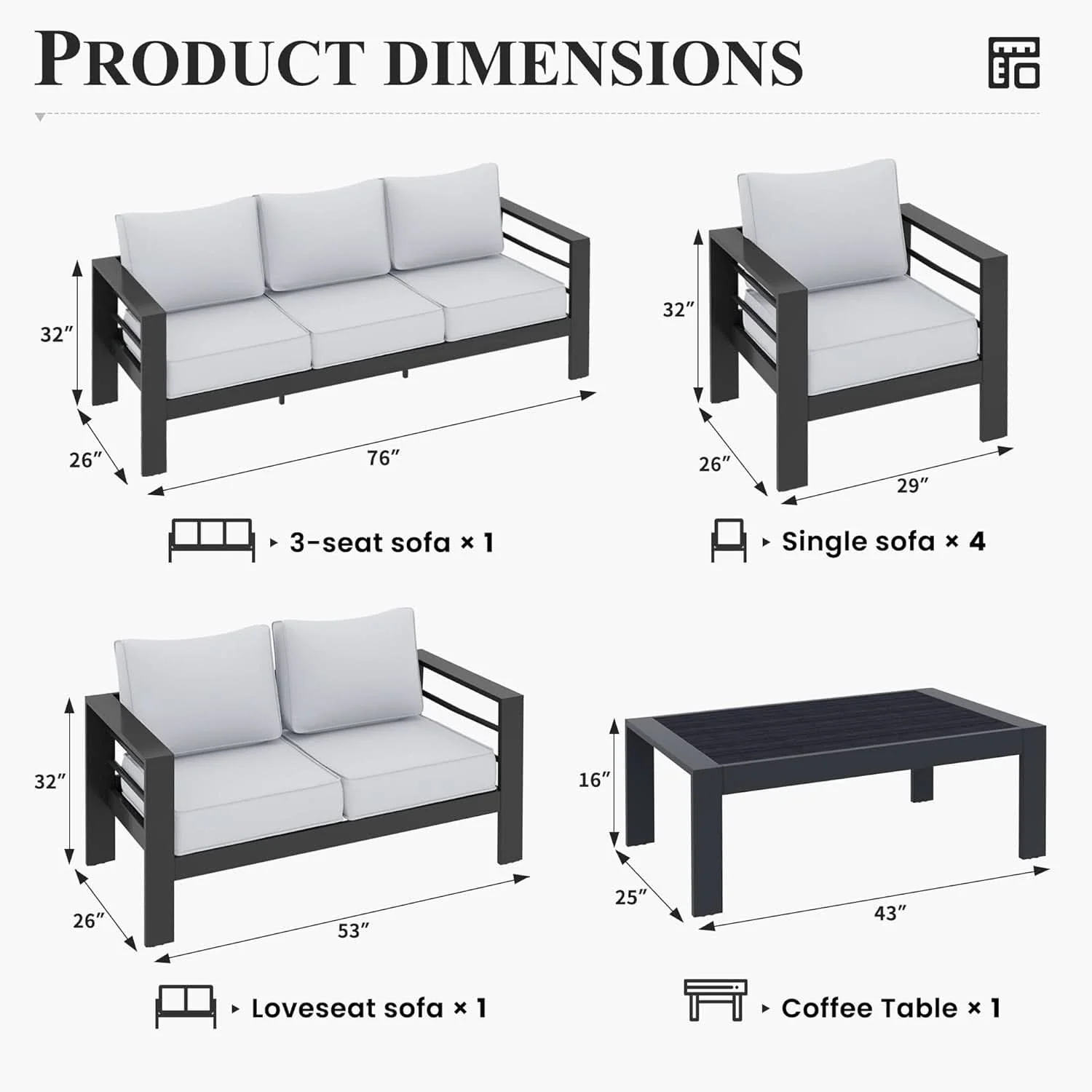 Effective Aluminum Patio Set 10 Piece Waterproof Covers Gray Consistent