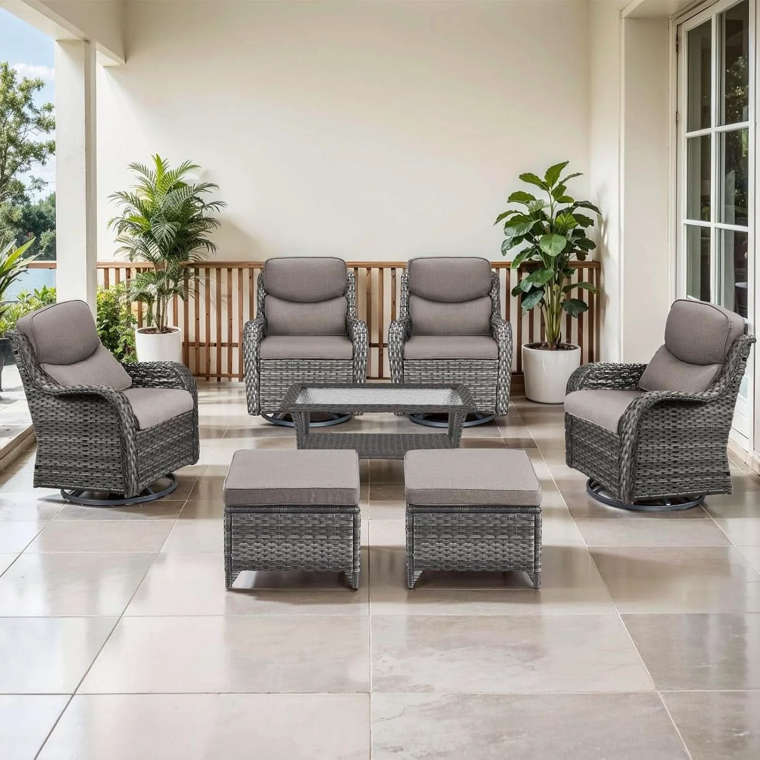 Enhanced Comfortable Outdoor Swivel Rocker Patio Chairs Set Certified