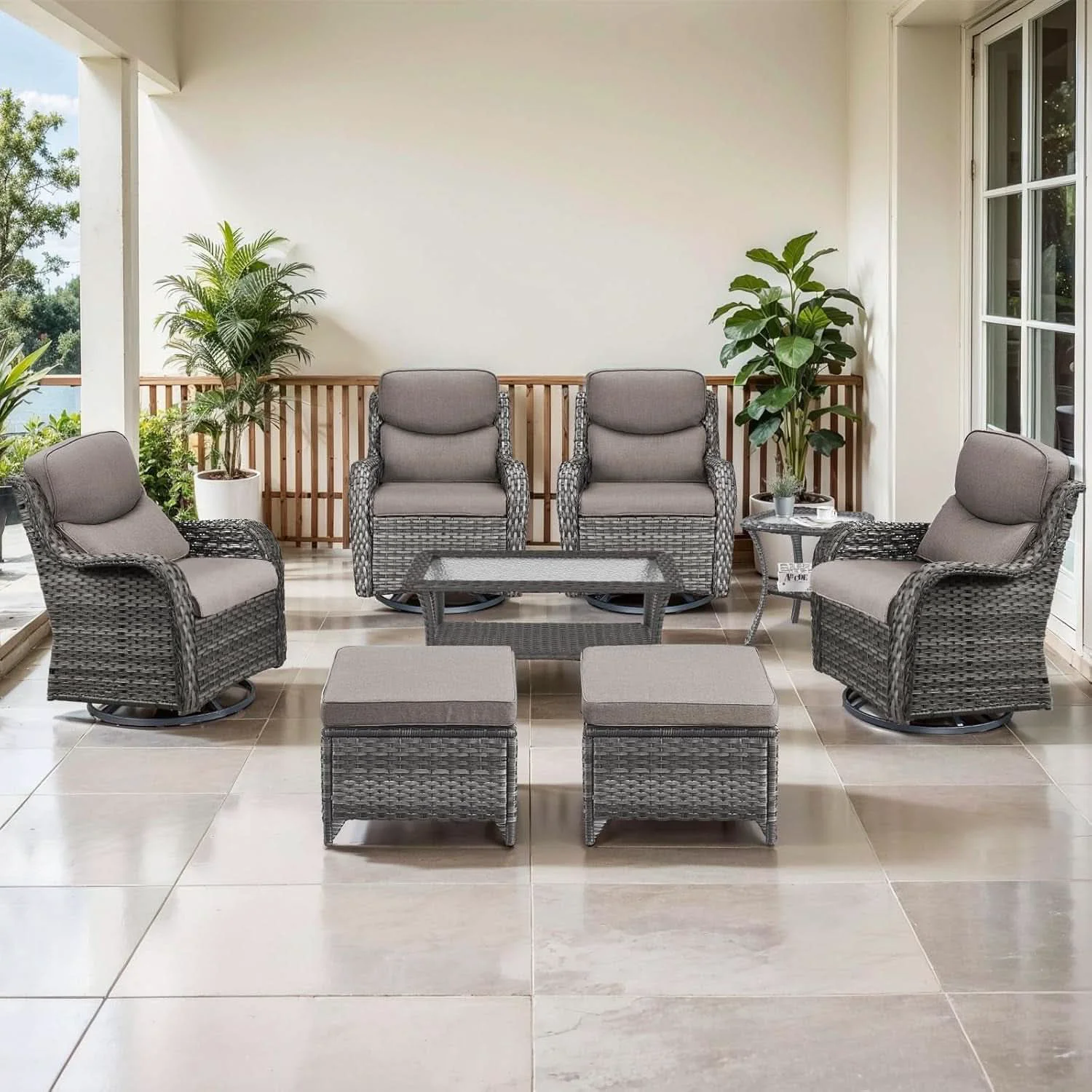 Trendy Outdoor Swivel Rocker Patio Chairs Set with Table Specialty