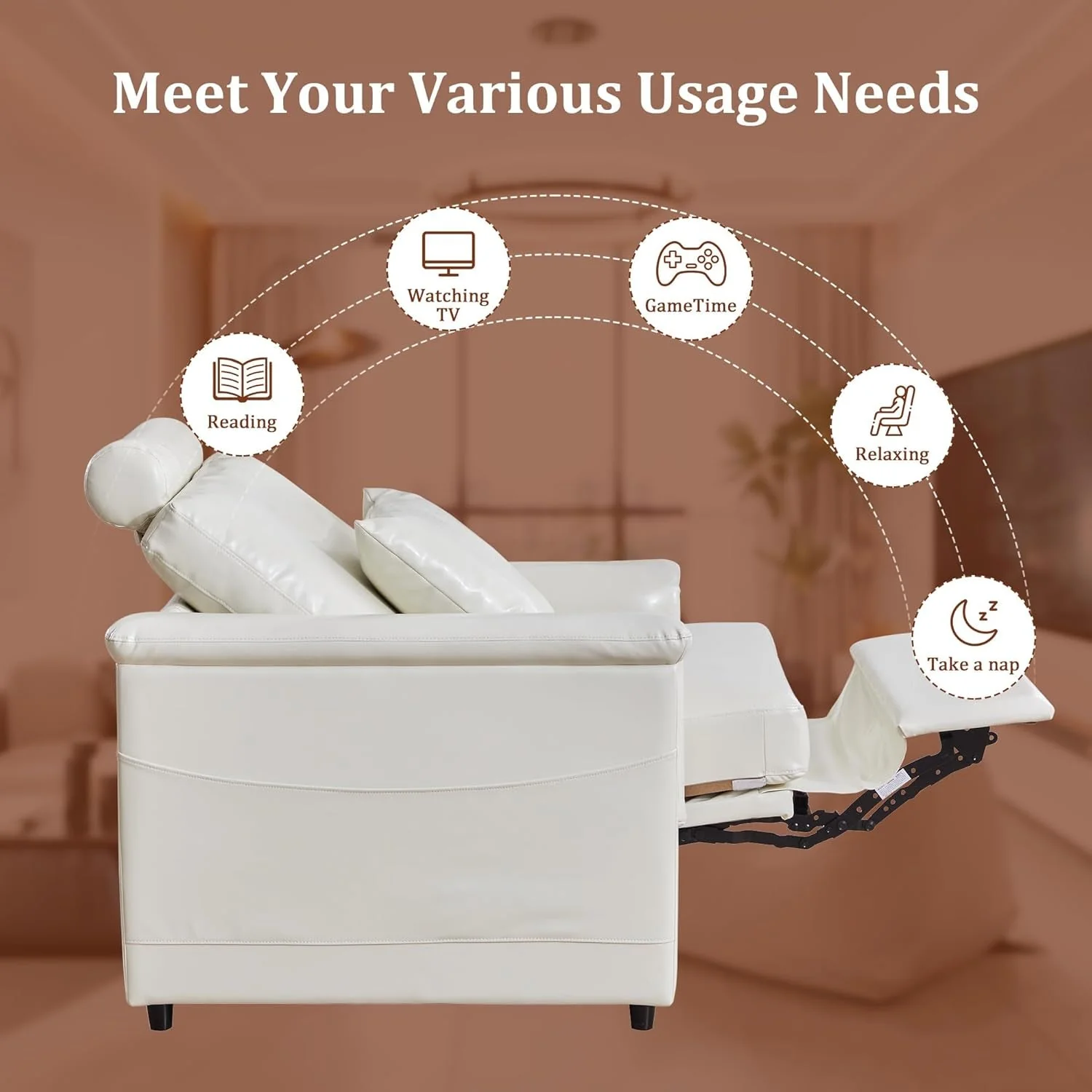Sophisticated Cream White Power Reclining Modular Sectional Sofa Practical
