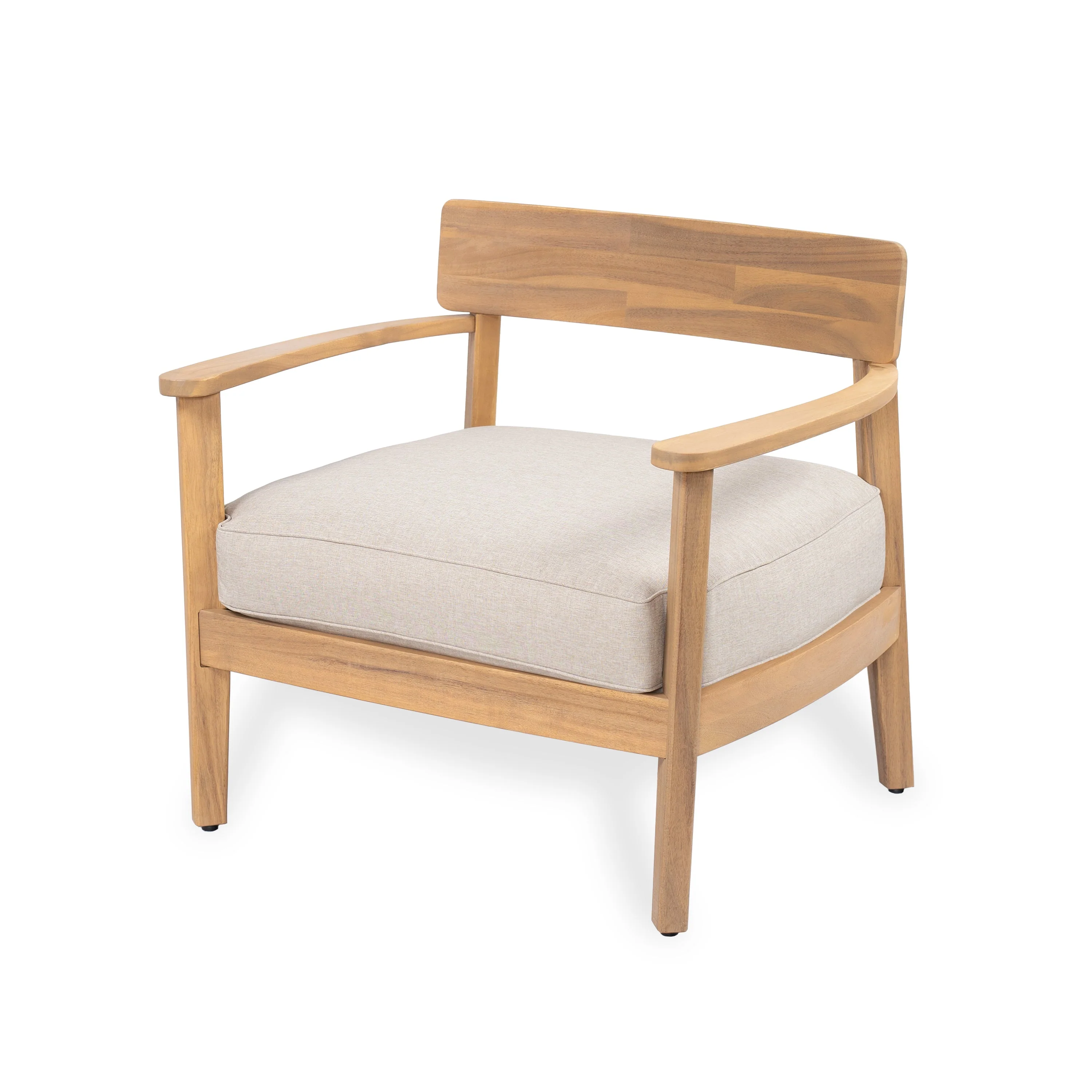 Lightweight Mallorca Acacia Wood Club Chair With Seat Cushion Powerful
