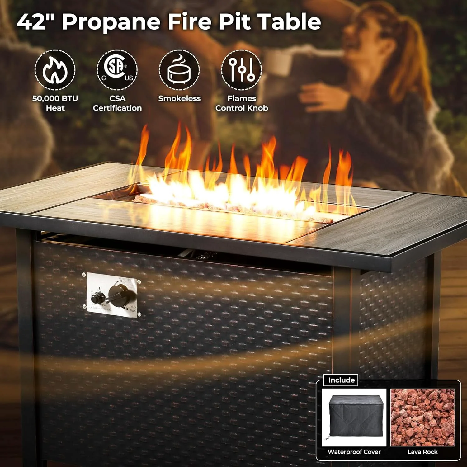 Genuine 11 Piece Outdoor Patio Furniture Set With Fire Pit Table Dark Grey Wic Outstanding