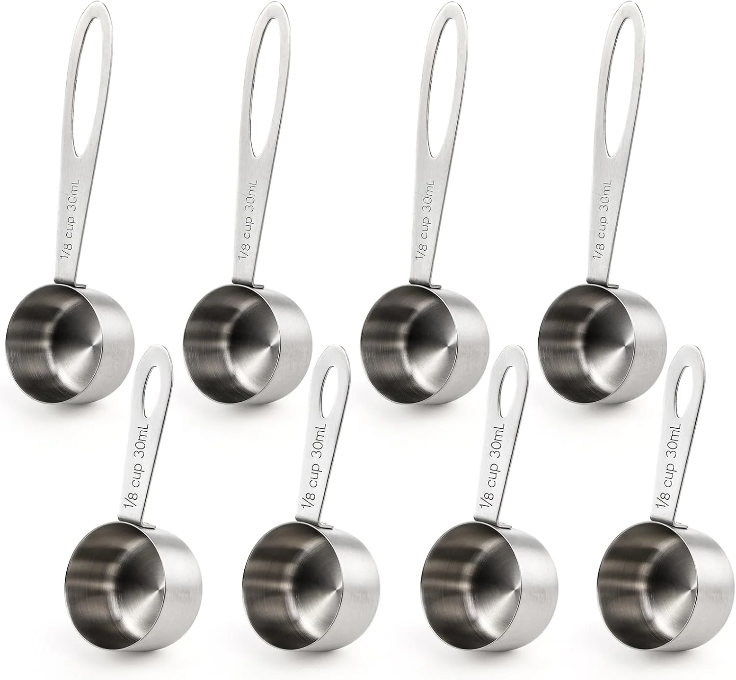 Comfortable Hedume Set of 8 Coffee Scoop Stainless Steel Coffee Measuring Scoops 1 8 Cup Including 4 Pack Short Handled and 4 Pack Long Handle Coffee Scoops for Coffee Tea Sugar and Milk 30 ml Smooth