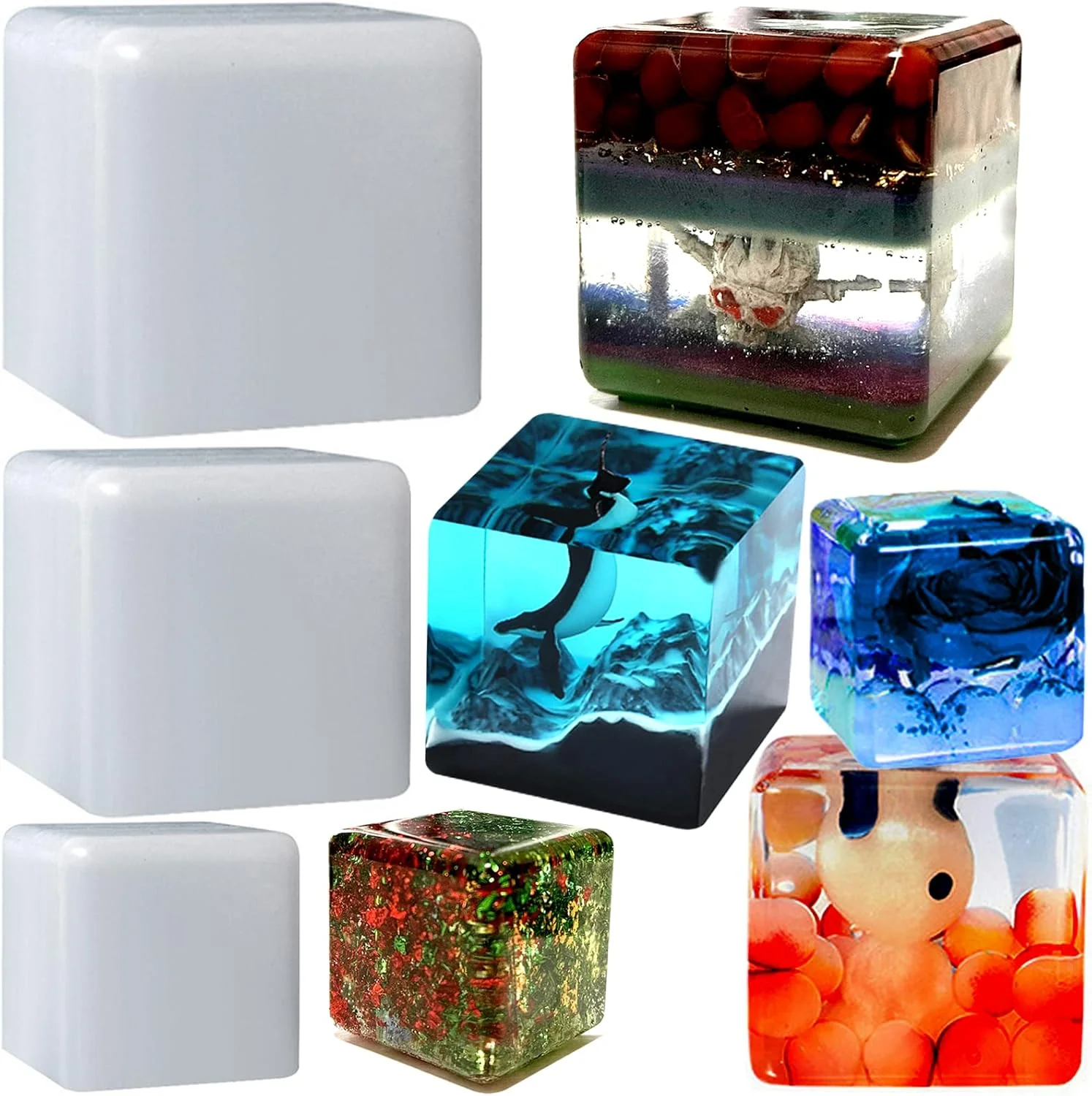 Original 3 Pack Resin Cube Molds Deep Square Silicone Molds for Epoxy Resin Casting DIY Art Craft Candle Soap Making Easy-to-Use
