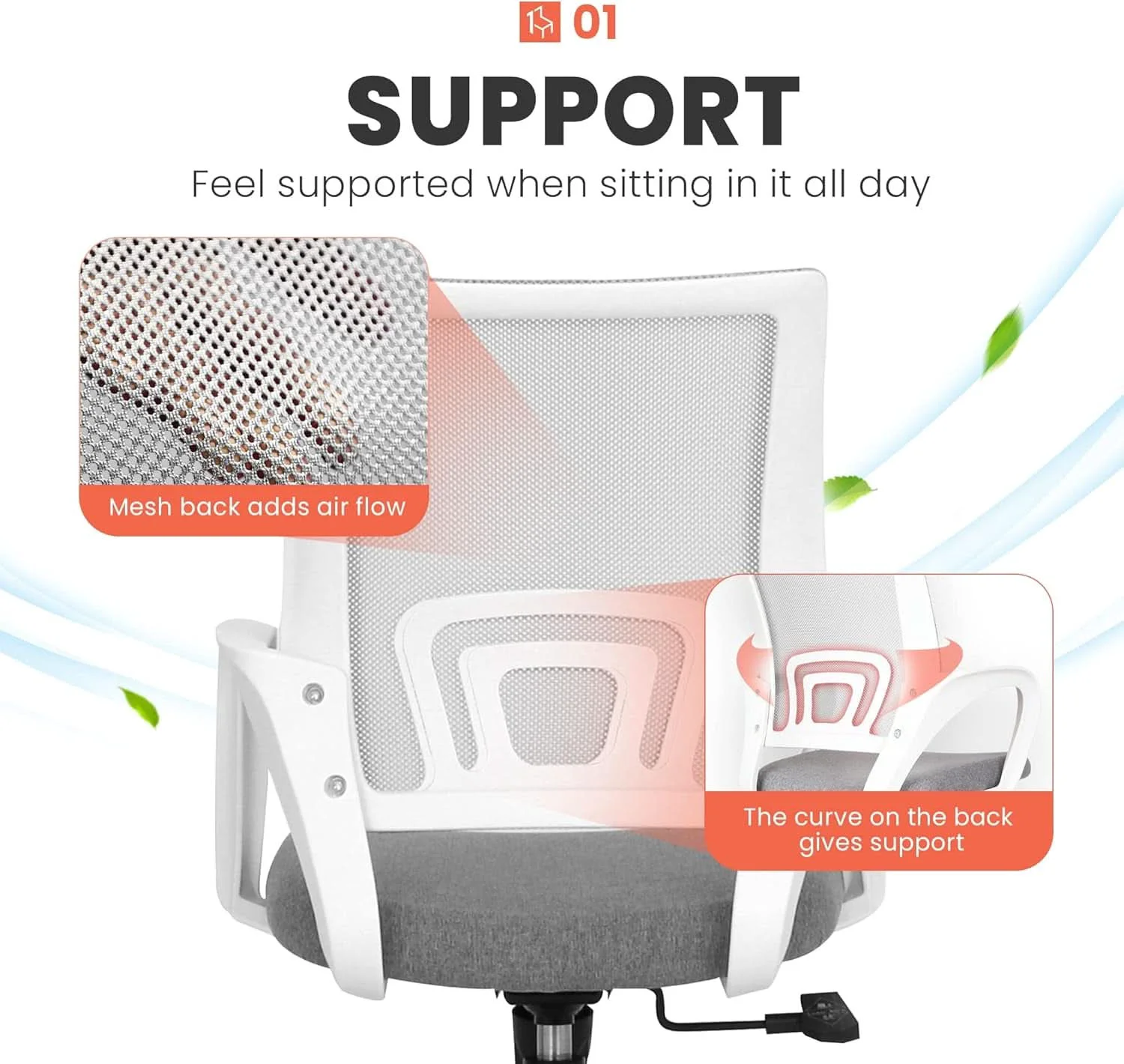 Selected Ergonomic Grey Office Chair With Lumbar Support Mesh Optimized