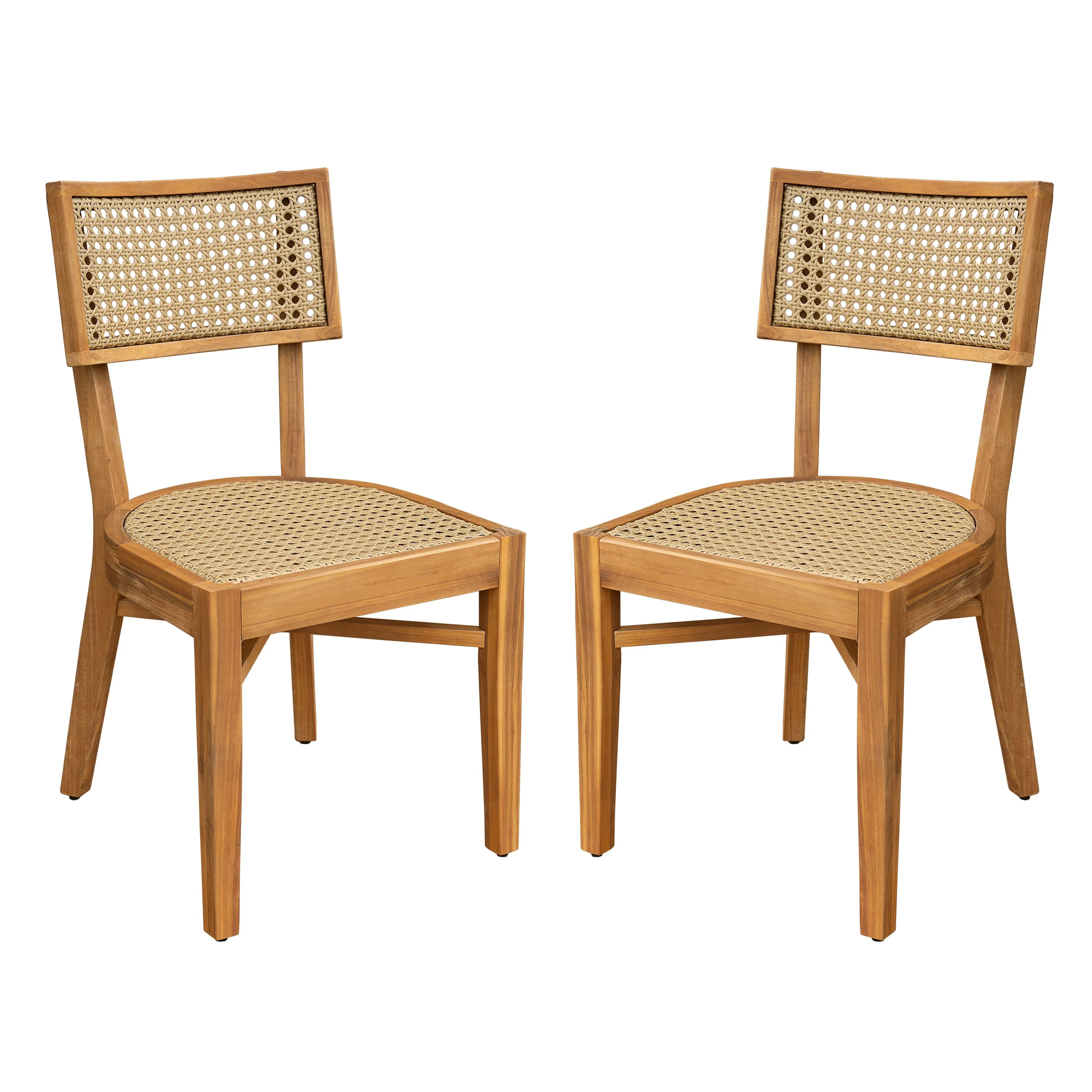 Versatile Netro Acacia Wood Dining Chair with Light Brown Wicker Relaxed