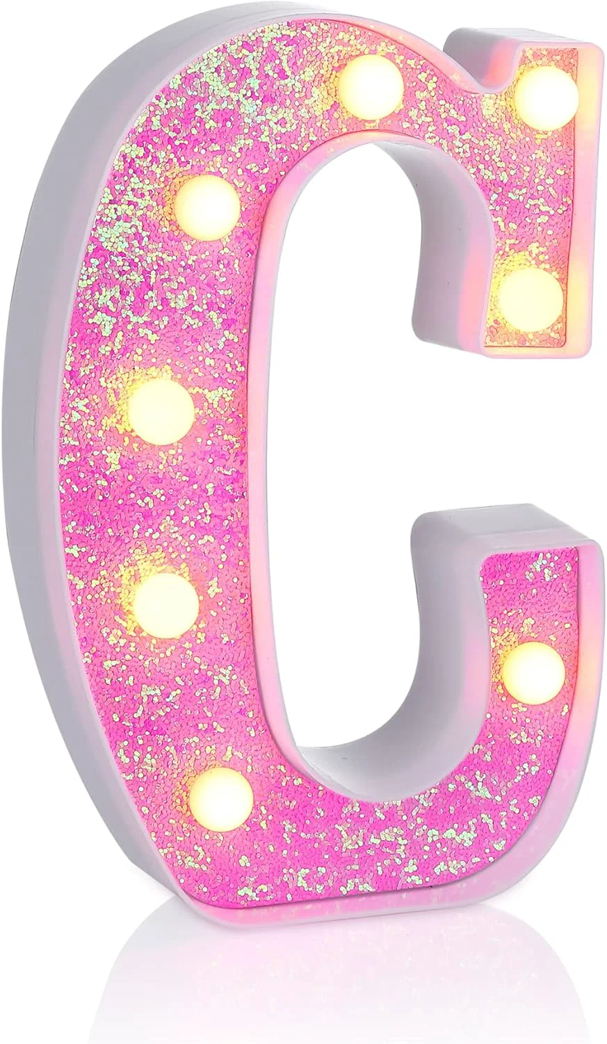 Recyclable Foaky Pink Light up Letters，Pink Party Decorations Girls Room Decor Glitter Light Up Letters Functional