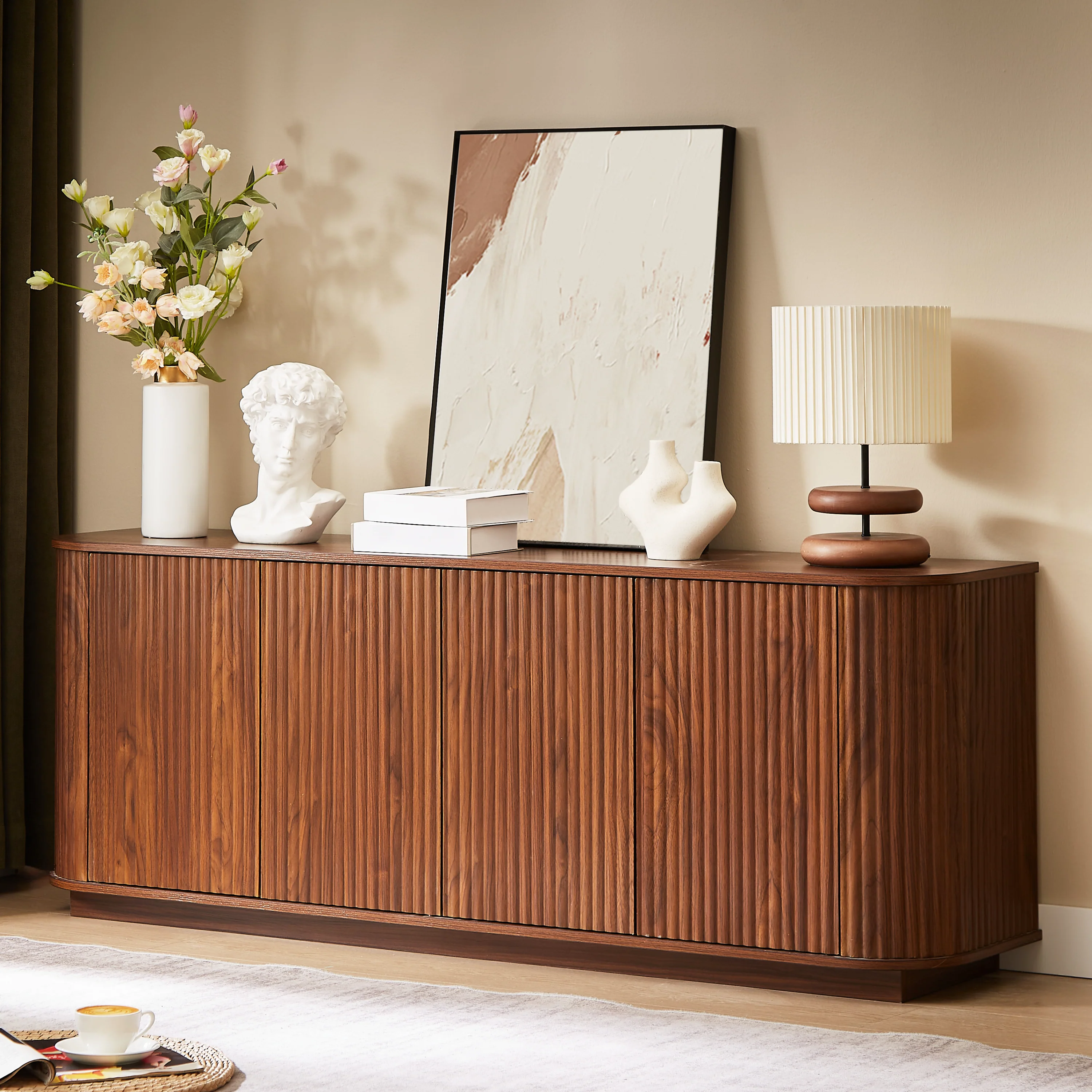 Flexible Sideboard Storage Cabinet TV Stand with Wave Pattern Exceptional