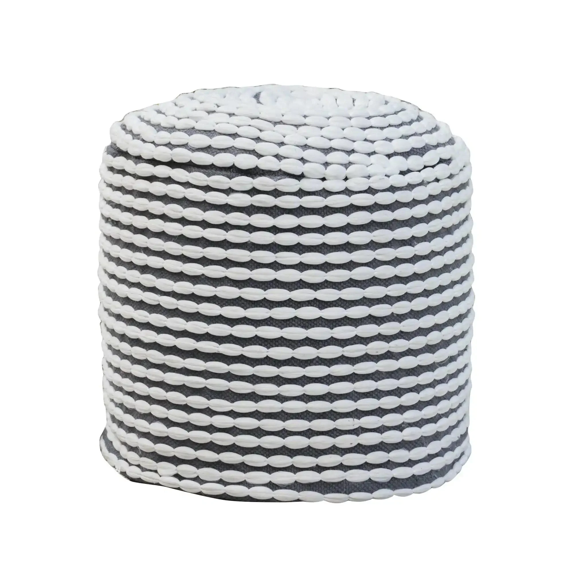 User-Friendly River Handcrafted Cylindrical Pouf in Water Resistant Fabric Durable
