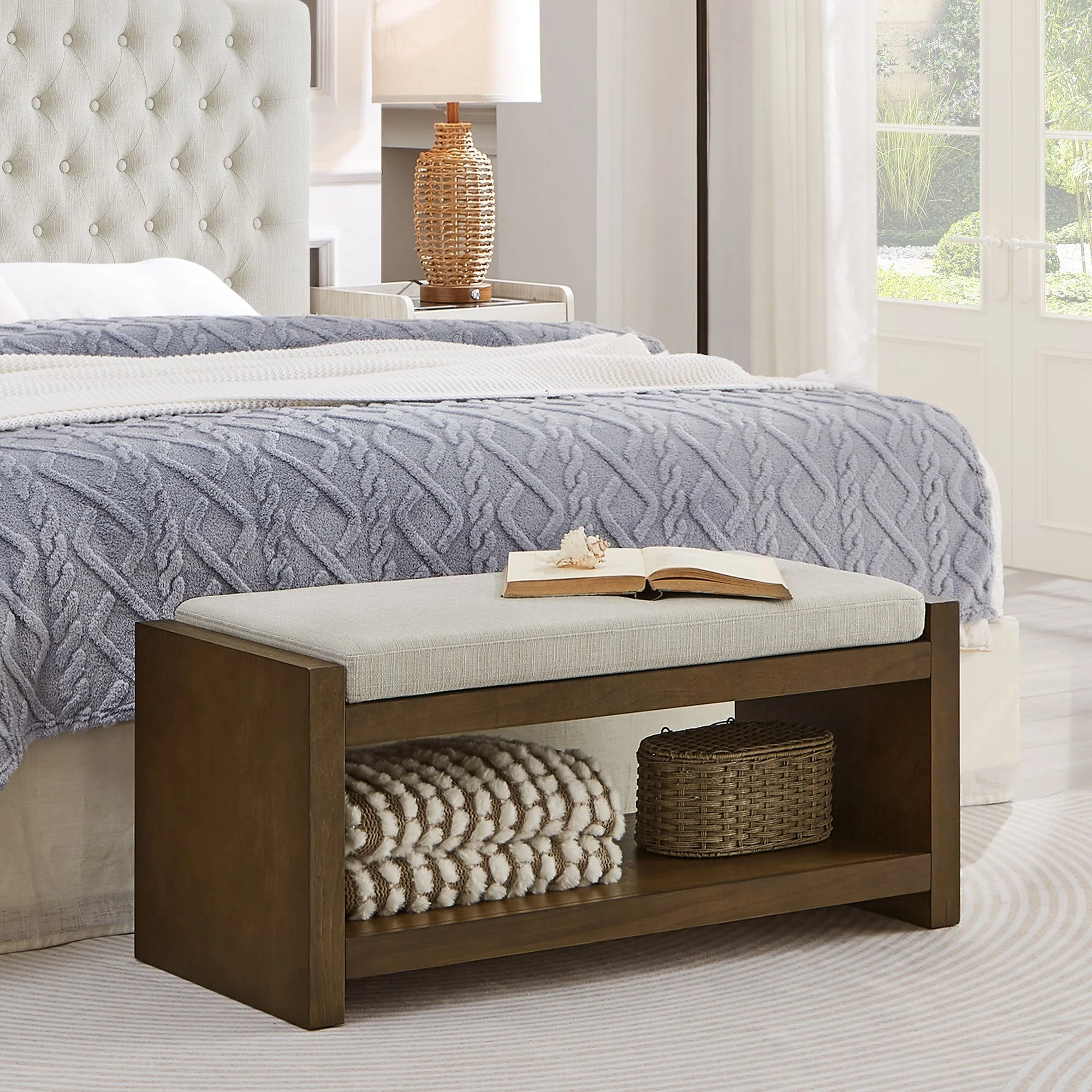Authentic 40 Accent Bench with Lower Shelf Shoe Rack Clean