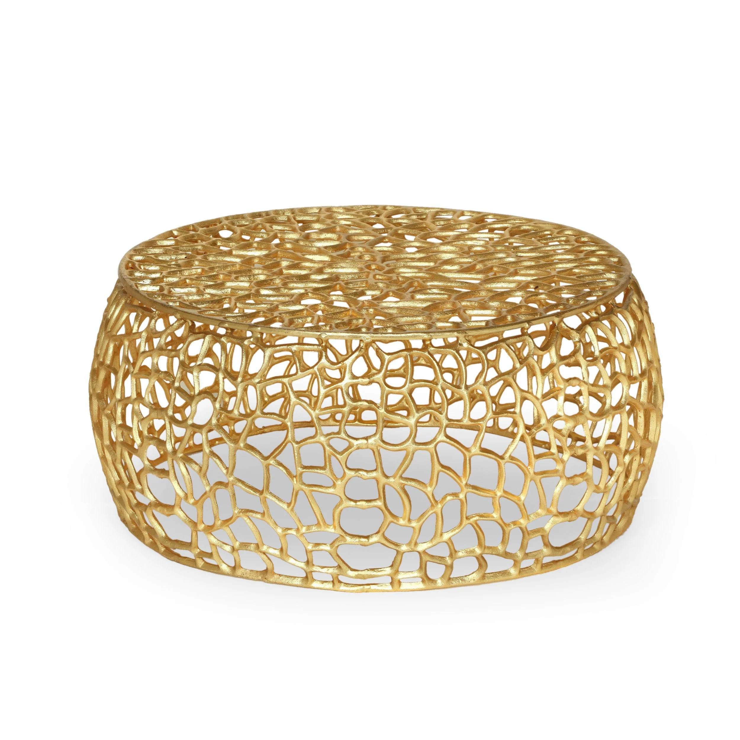 Trendy Modern Glam Mesh Coffee Table with Gold Accents and Aluminum Frame Quality