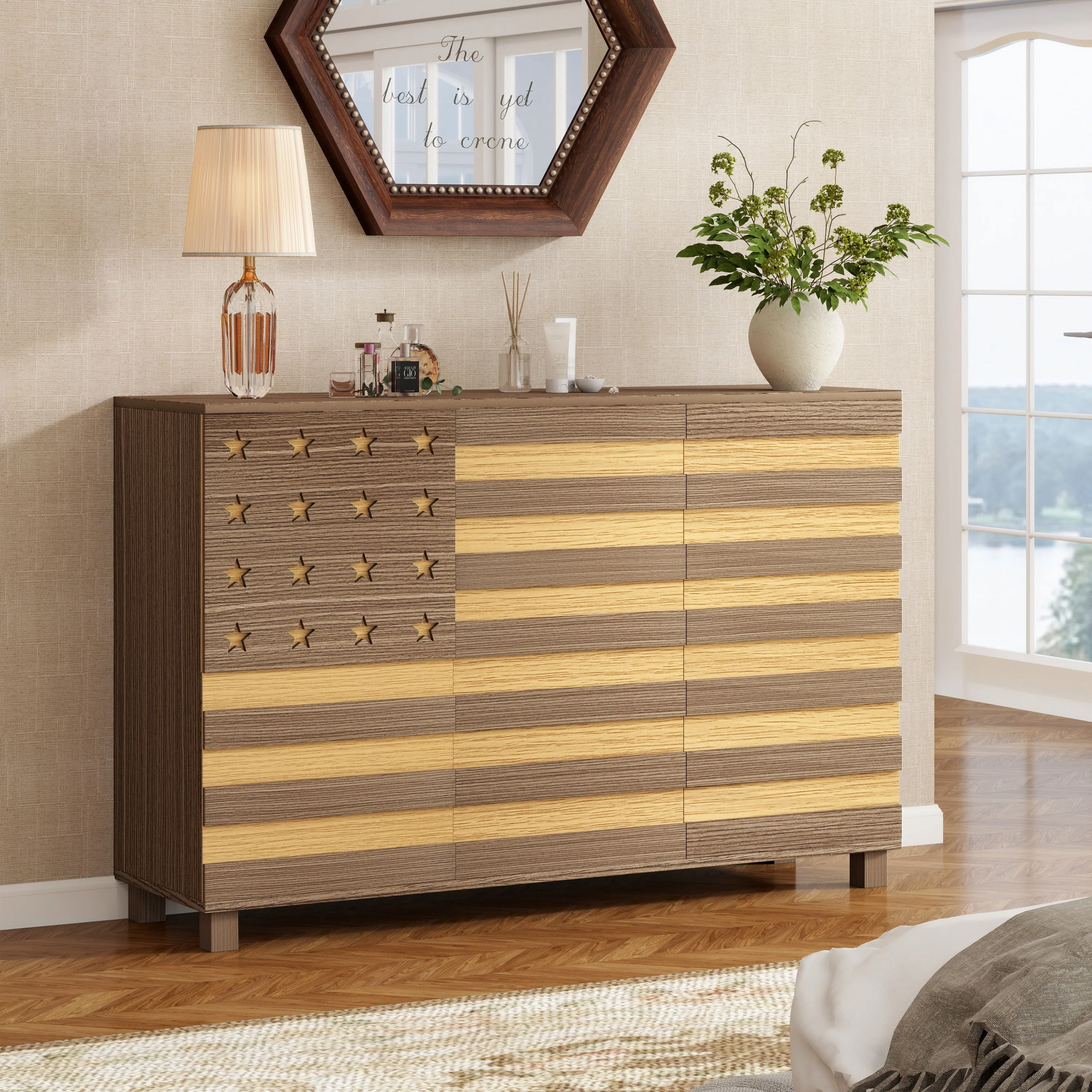 Minimalist 55-Inch Hand-Carved Buffet Sideboard Cabinet Efficient