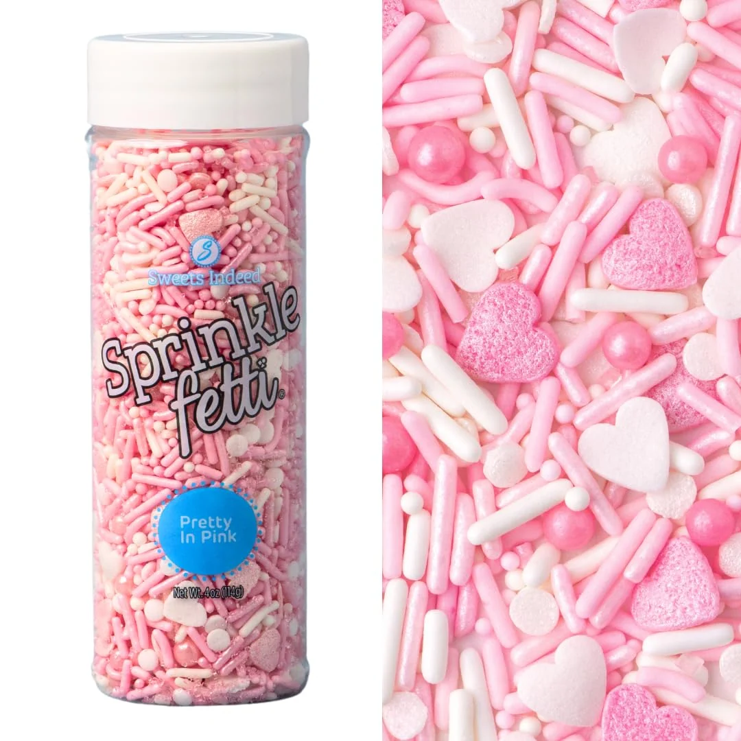 Fashionable Sweets Indeed Sprinkles Heart Edible Mix for Cake Decorations Baking Ice Cream Cookies Cupcake Topper 4 ounces Minimalist