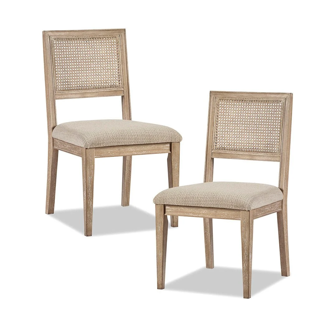 Reusable Armless Dining Chair with Cane Back and Tapered Wood Legs – Set of 2 Smart