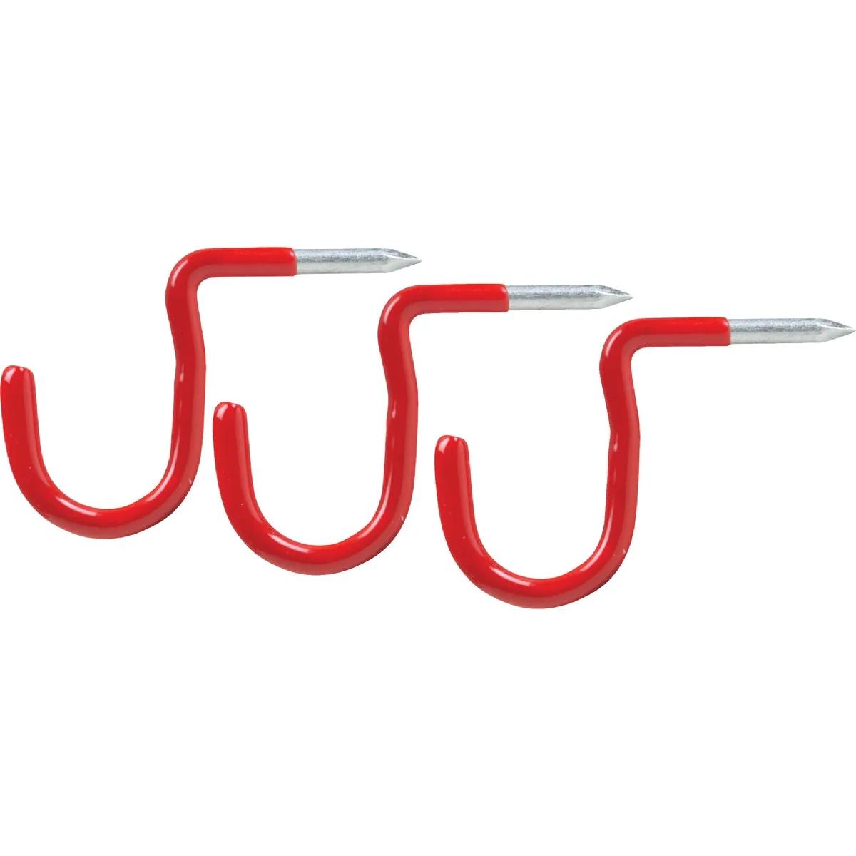 Natural Hammer-In Vinyl Coated Red Storage Hook 3-Pack Safe