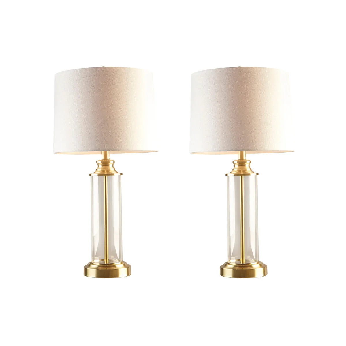 Powerful Clarity Glass Cylinder Table Lamp Set of 2 Proven