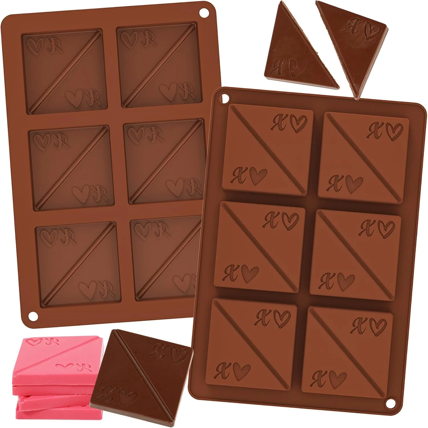Proven Webake Square Break-Apart Chocolate Mold 2 Pack Silicone Conversation Chocolate Molds Romantic Couples Chocolate Mold Reusable