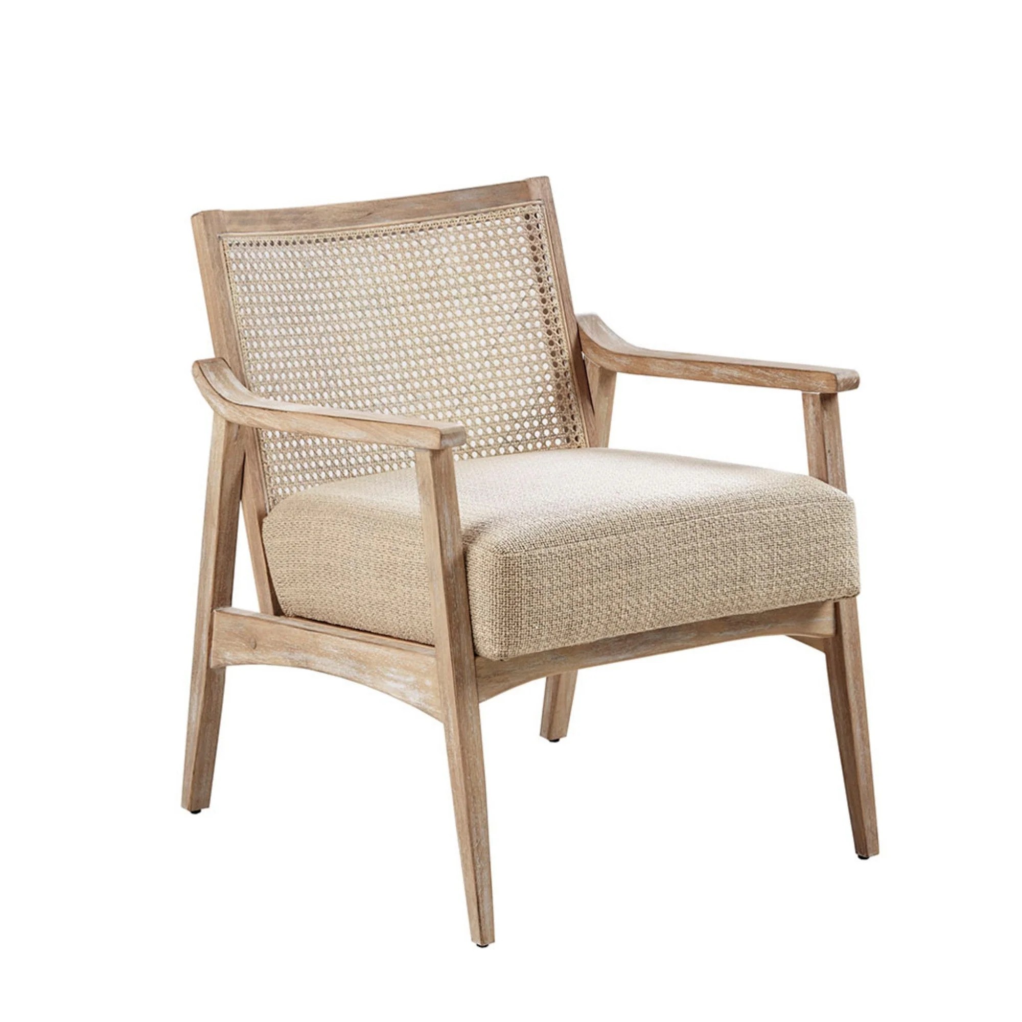 Relaxed Cane Back Upholstered Accent Chair Contemporary