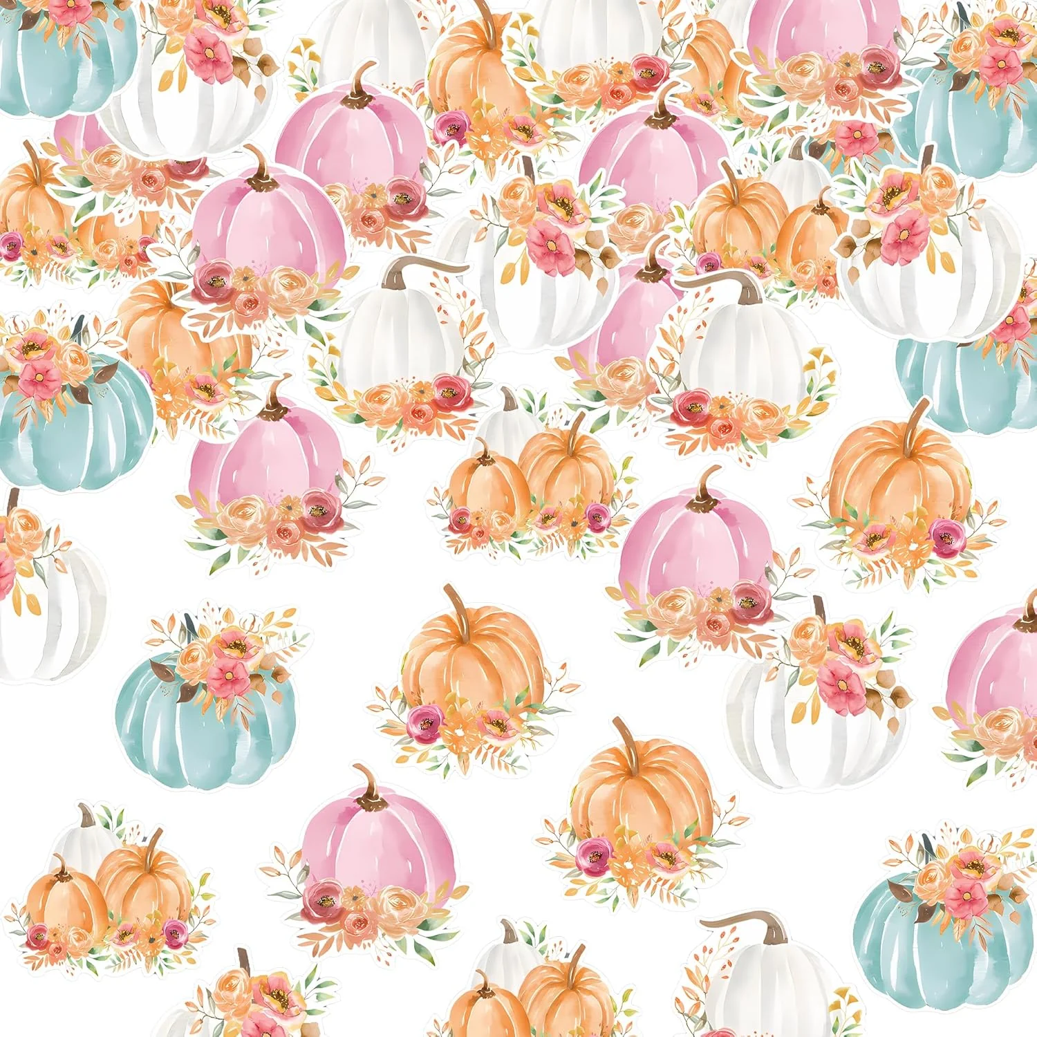 Breathable 42Pcs Edible Pumpkin Cupcake Toppers Autumn Thanksgiving Theme Party Wafer Paper Flowers Pumpkin Cupcake Toppers Baby Gender Reveal Party Supplies Reusable