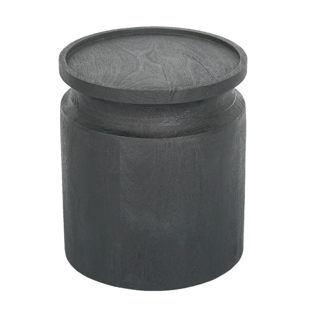 Outstanding Black Wooden Cylinder Side Table Easy-to-Use
