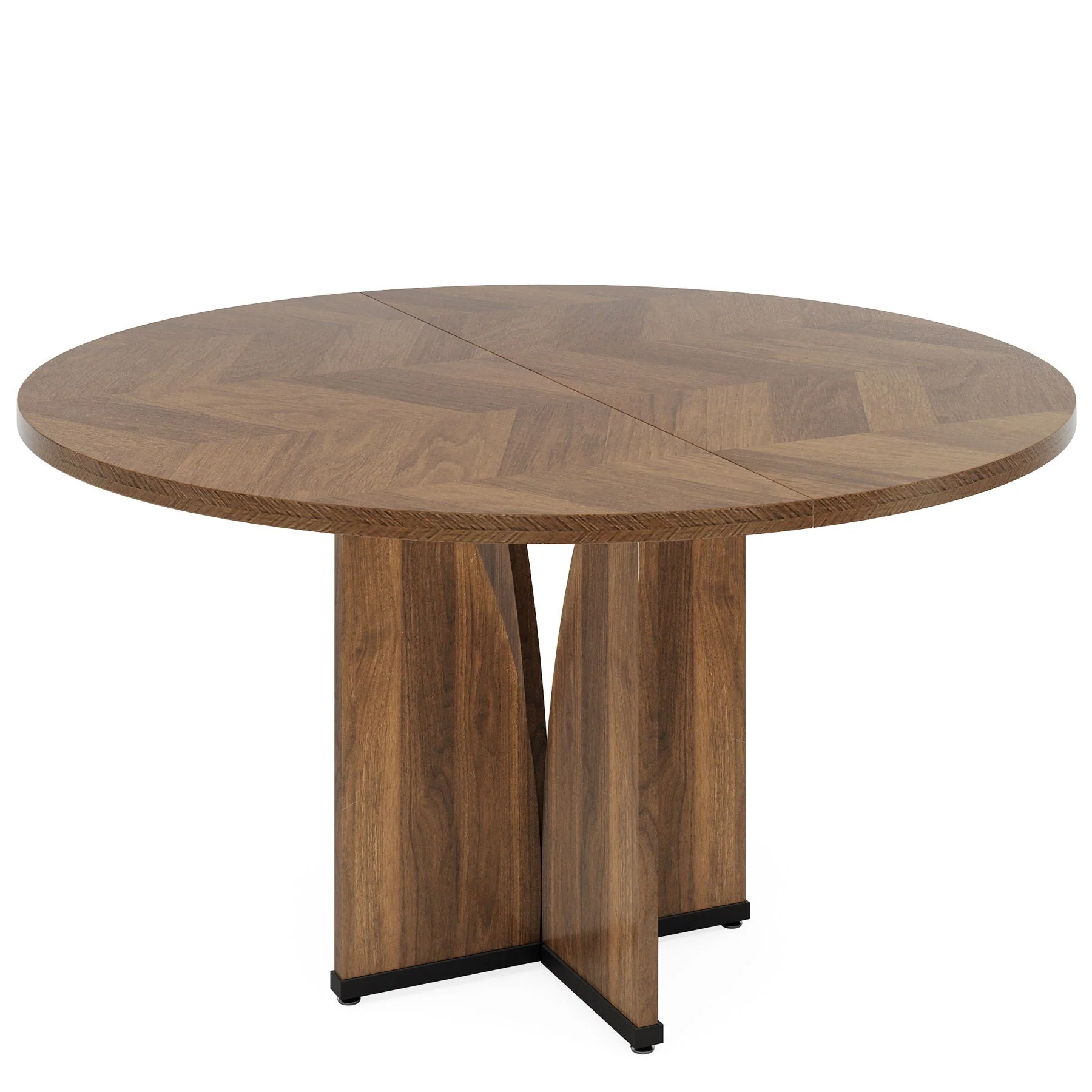 Breathable Round Compact Dining Table For 4 – Rustic Brown Smart
