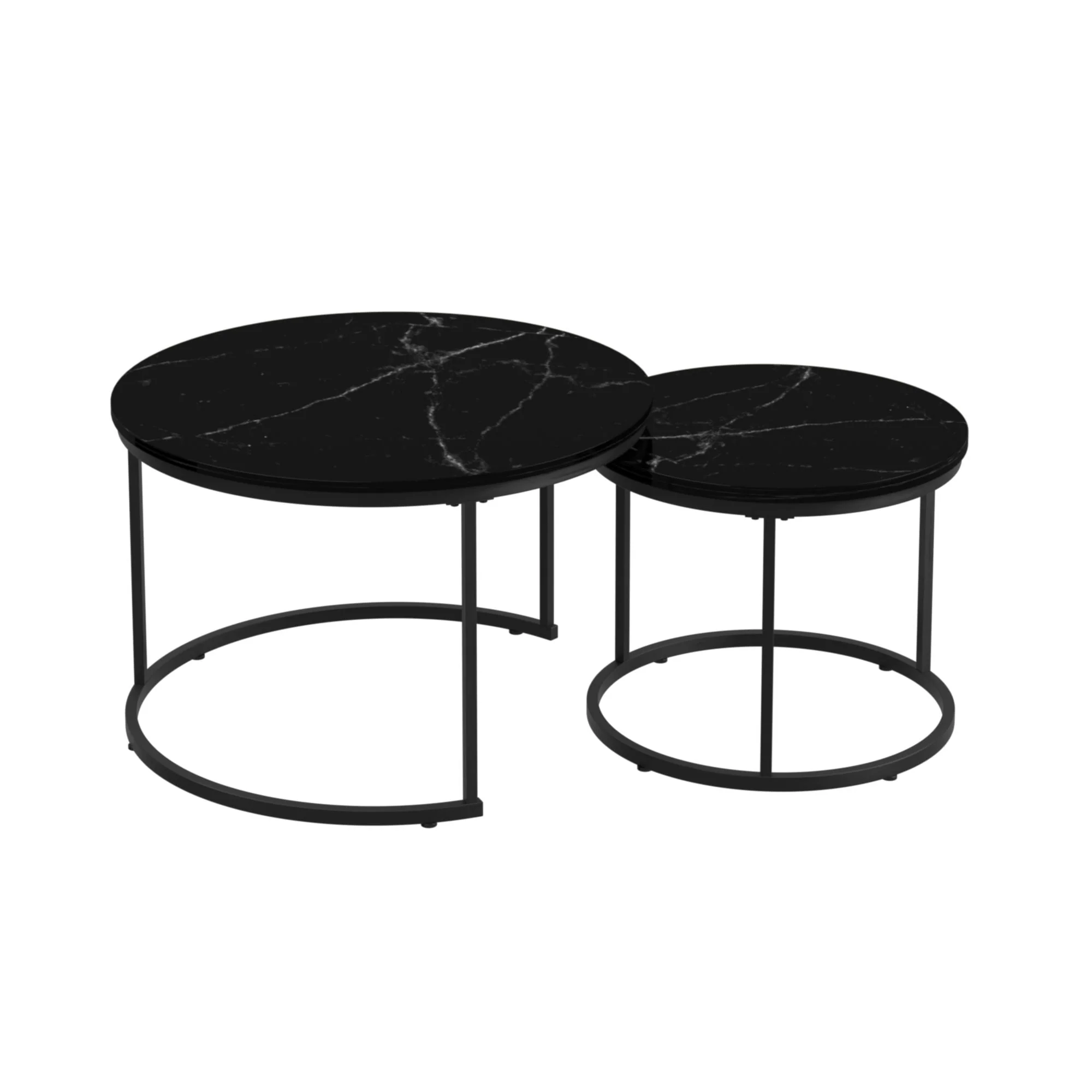 Contemporary Round Nesting Coffee Table Set of 2 Exclusive