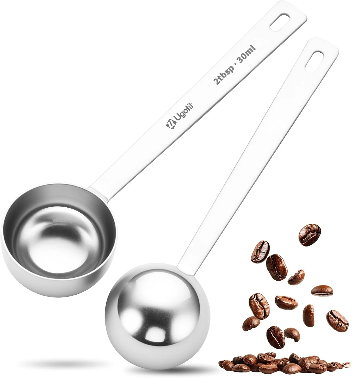 Relaxed 304 Stainless Steel Coffee Scoop 2 tablespoon Long Handle Measuring Spoon for Ground Coffee Espresso Protein Powder Pack of 2 Trusted