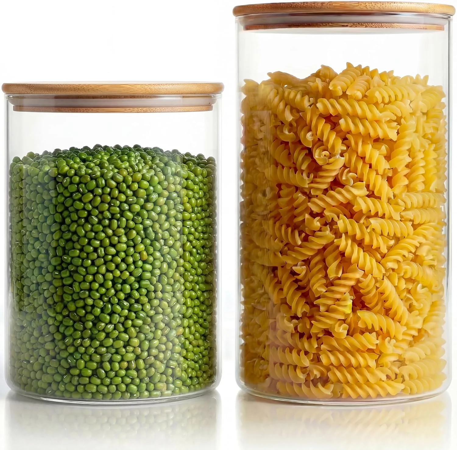 Relaxed Large Glass Storage Containers with Bamboo Lids for Flour amp Sugar 2 Pack Minimalist