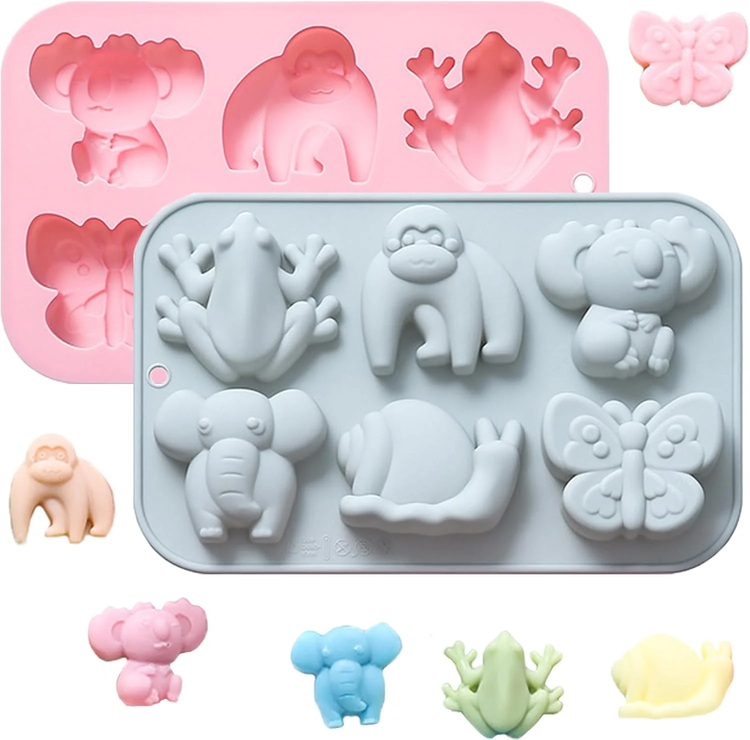 Trendy Animal Chocolate Mold Set – Food-Grade Silicone Baking Molds with Frog Elephant Monkey Snail Butterfly Reusable for Kids Birthday Cakes Genuine