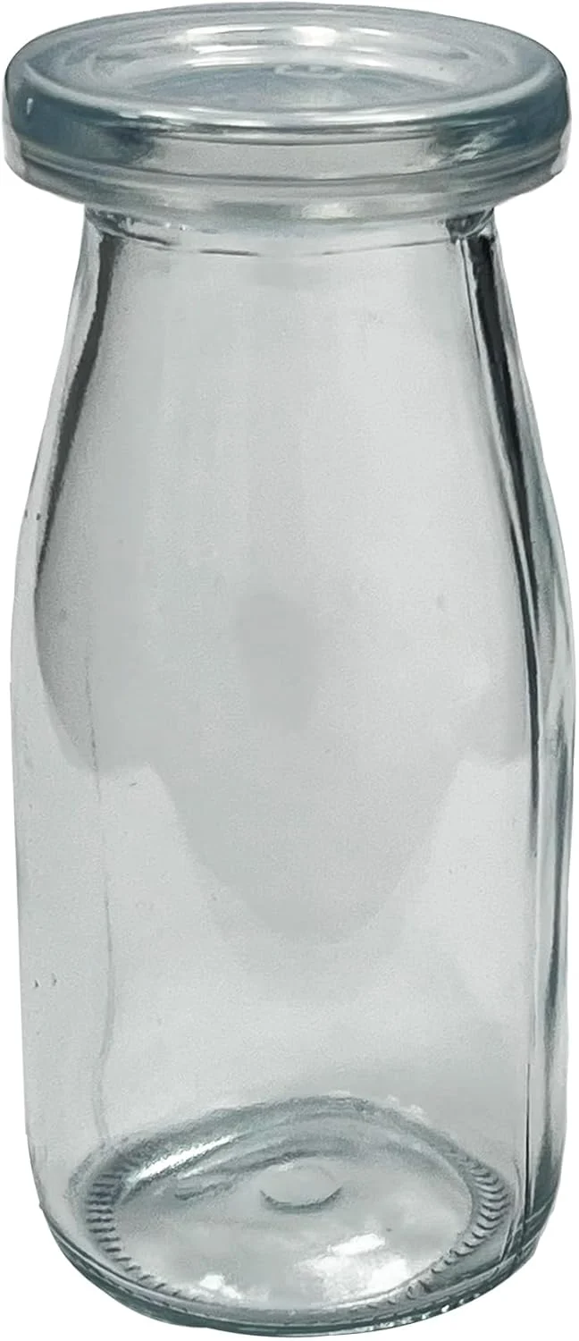 Authentic 6.76 oz 200ml Vintage Glass Bottle with Leakproof Clear Lid Reusable Eco-Friendly – I for Milk Juices Smoothies Infused Water Fine