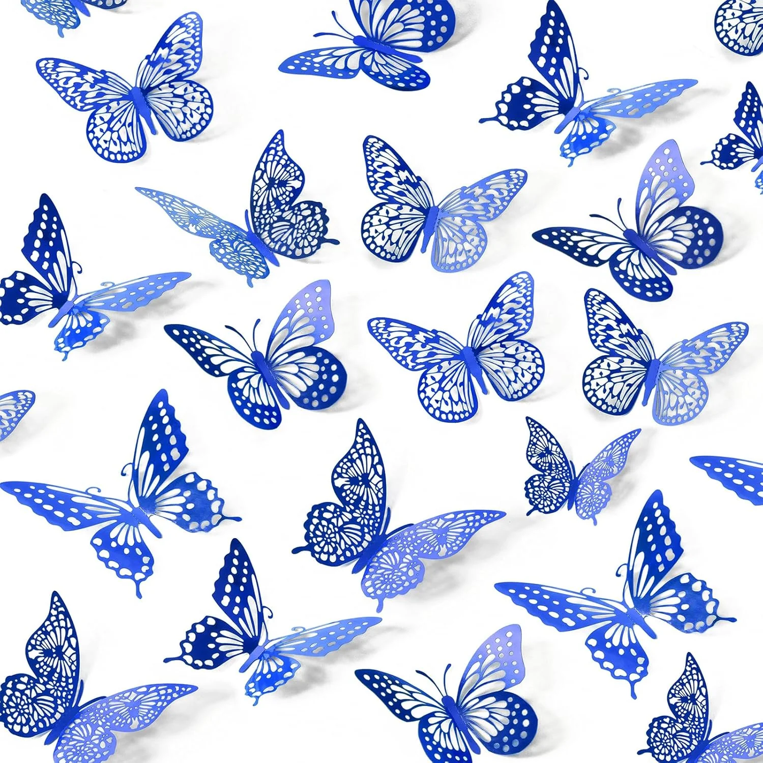 Relaxed Saoropeb Butterfly Wall Stickers 48 Pcs 4 Styles 3 Sizes Metallic Paper Removable Navy Blue Art Deco Decor for Wall Quality
