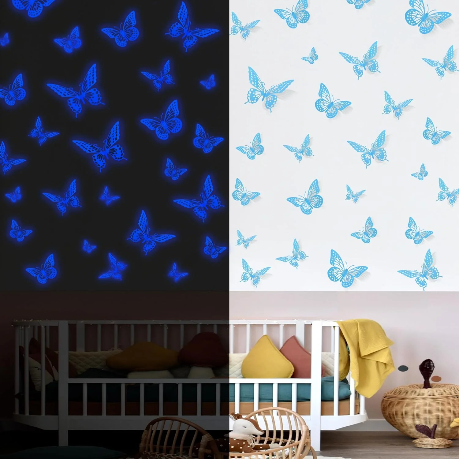 Fast Saoropeb Glow in The Dark 3D Butterfly 24 Pcs 3 Sizes Luminous Butterfly Stickers for Ceiling or Wall Glow in The Dark Party Supplies Exceptional
