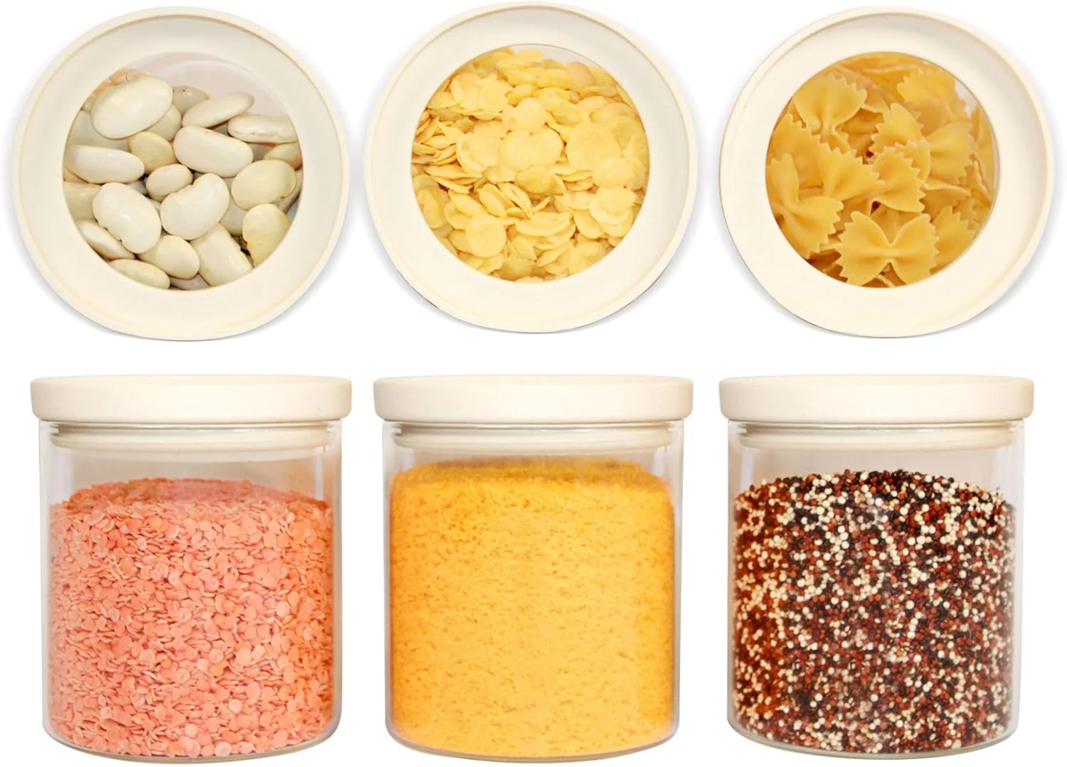 Elite Urban Green Glass Food Storage Jar with Glass Lid Food Canister Set with Airtight Lids Pantry Storage Jar for Kitchen Organization. Food Storage Containers in Pack of 6 16oz. Secure