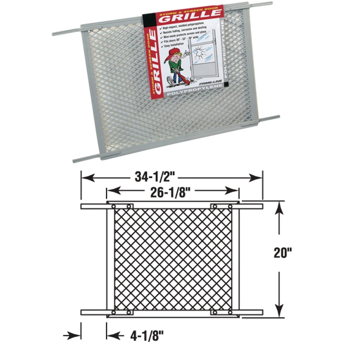 Expertly Made Prime-Line Make-2-Fit 34.5 In. x 20 In. Gray Plastic Door Grille for 36 In. Door Elite