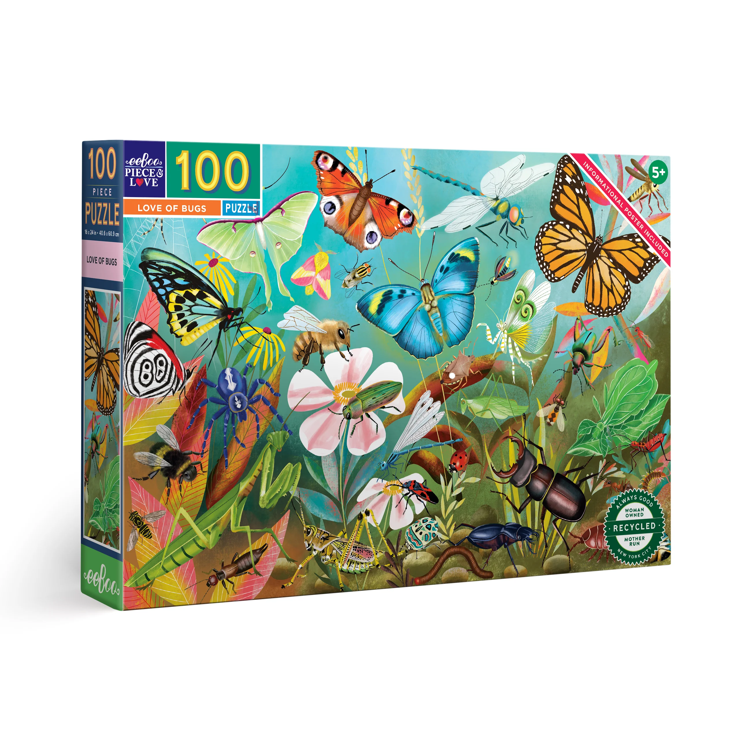 Clean eeBoo Piece Love Love of Bugs 100 Piece Puzzle Secure