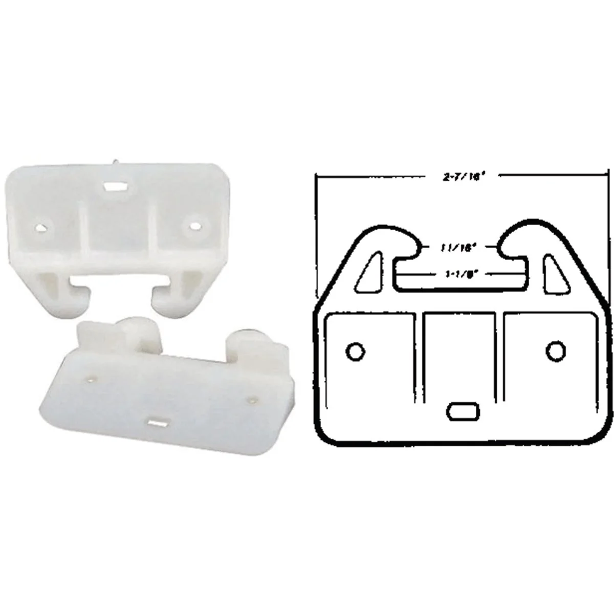 Environmentally Friendly United States Hardware Rear Plastic White Track Guide for 1-1 8 In. Track 2-Pack Prestigious